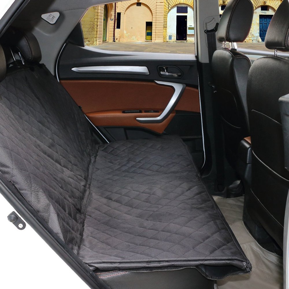 Luxury Dog Car Seat Cover - 600D Heavy Duty Waterproof Pet Hammock for SUV, Truck & Backseat - Side Flaps Protection - Black | Perfect for Travel, Road Trips & Daily Commutes with Pets