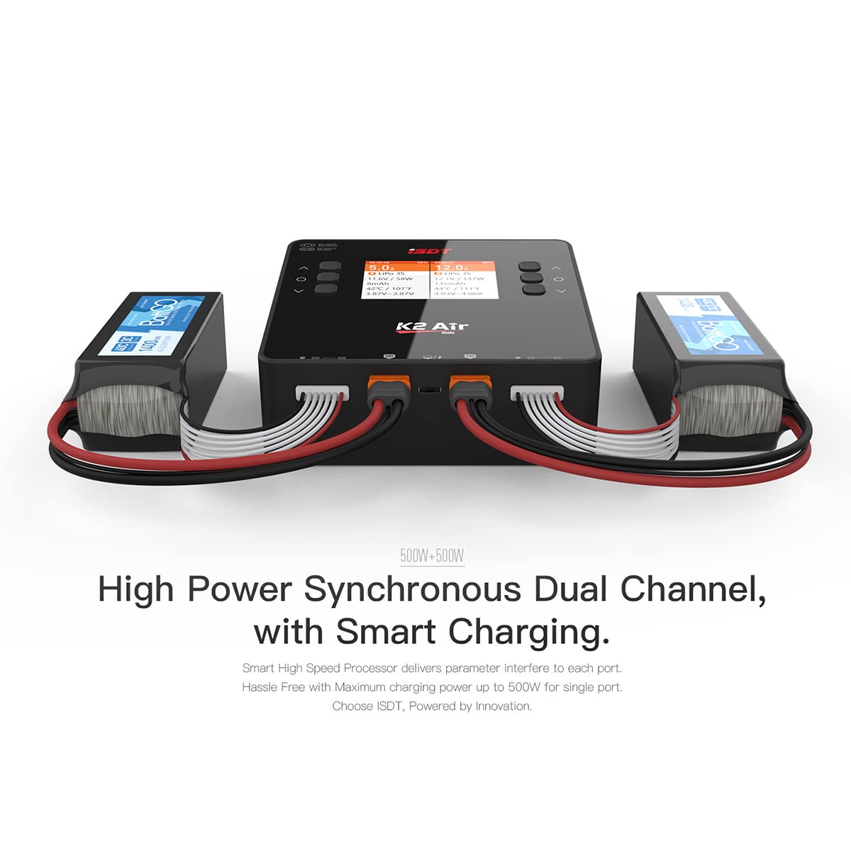 ISDT K2 AIR Smart Lipo Battery Balance Charger Discharger 1-6S - 200W AC/500Wx2 DC, 20A Fast Charging for LiFe, Li-ion, LiPo, LiHv, Pb & NiMH Batteries - Perfect for RC Drones, Cars, Airplanes and DIY Electronics Projects