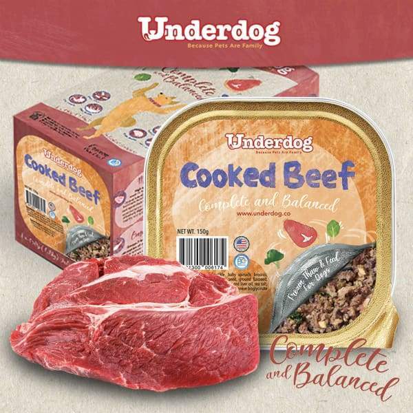 Premium Underdog Cooked Beef Fresh Frozen Dog Food - 1.2kg High Protein Meal for Small & Medium Dogs - Perfect for Daily Feeding & Training Rewards