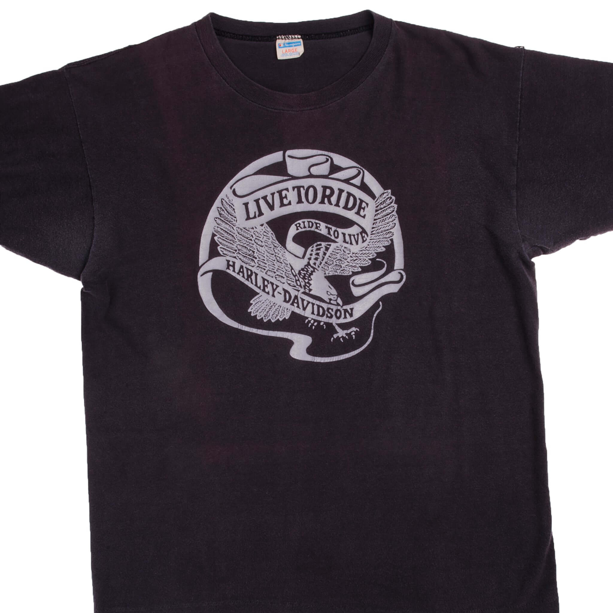 Vintage Champion Harley Davidson T-Shirt 1970s Retro Motorcycle Tee - Medium Size, Made in USA - Perfect for Biker Events, Casual Wear & Vintage Collections