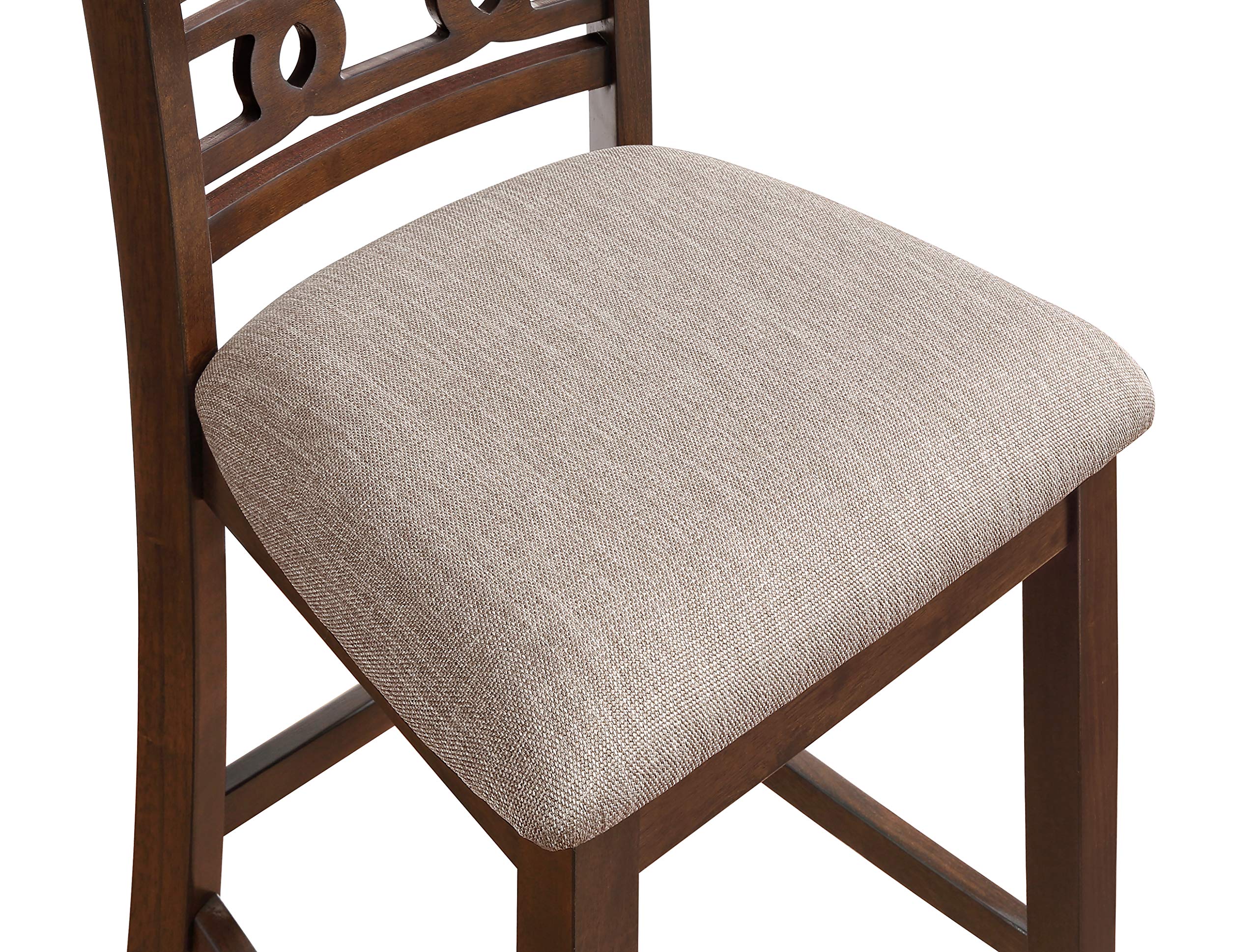 Classic Gia Counter Table Set with 2 Dining Chairs & Storage Shelf - 30 Inch Cherry Brown - Perfect for Small Kitchens, Breakfast Nooks & Studio Apartments