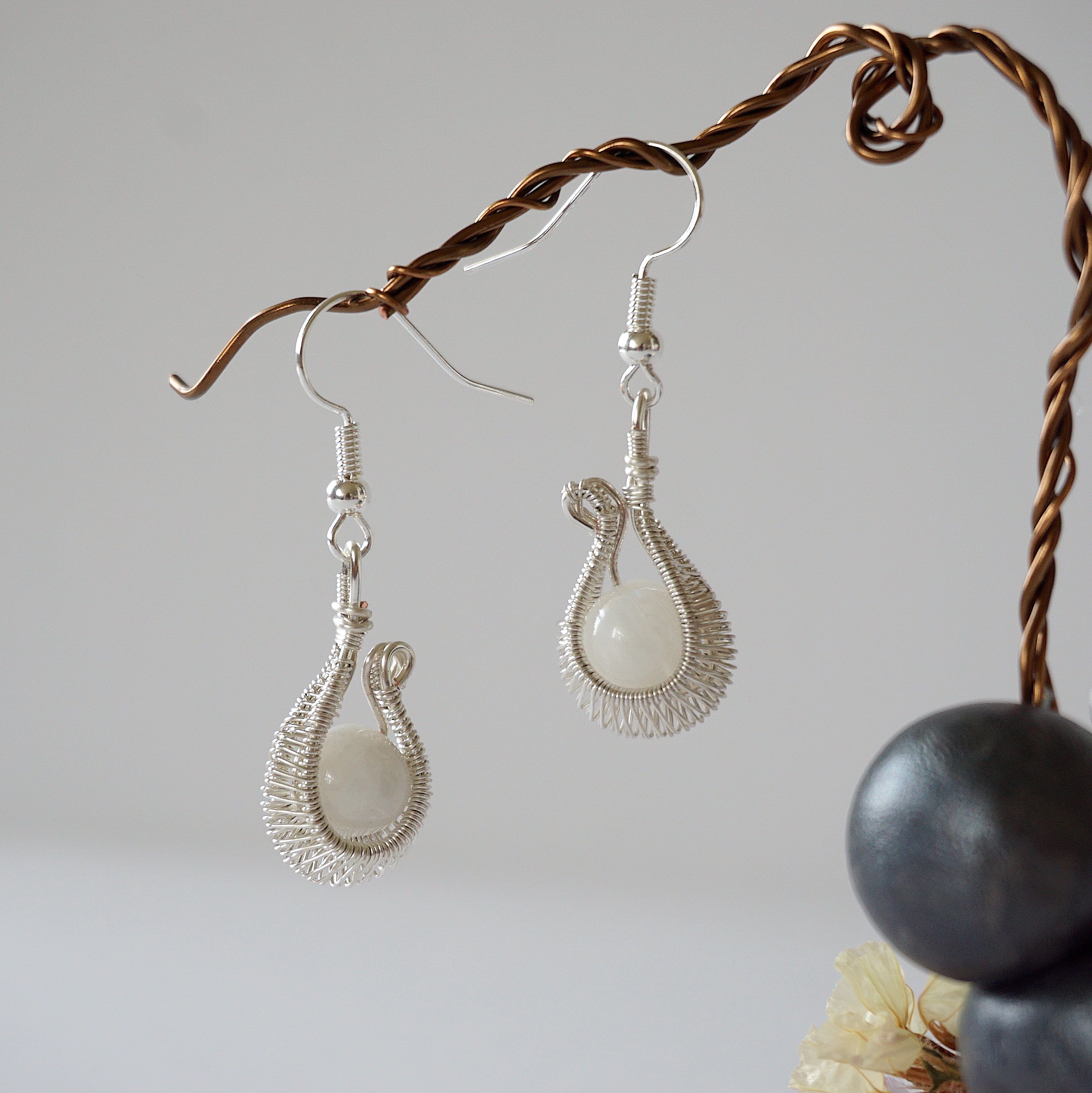 Rainbow Moonstone Hoop Earrings - Silver Plated Cradle Earrings for Women | Boho Chic Jewelry for Everyday Wear & Special Occasions