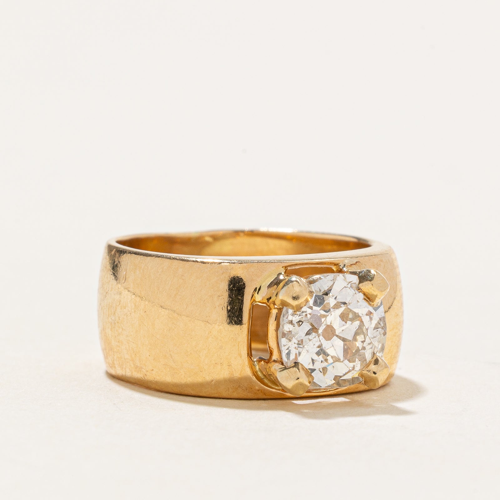 18K Gold Old Mine Cut Diamond Ring - 1.35 Carat Vintage Engagement Ring | Size 3.5 | Perfect for Weddings, Anniversaries & Special Occasions | Cavelti Jewelry