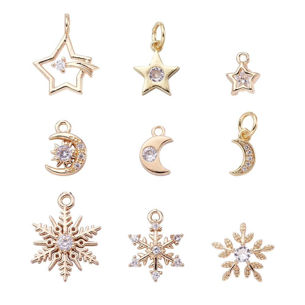 Pandahall Micro Pave Clear Cubic Zirconia Brass Gold Plated Charms - Jewelry Making Supplies for Bracelets, Earrings & Necklaces - DIY Craft Accessories for Women (Perfect for Gift Giving, Party Favors & Handmade Jewelry Designs)