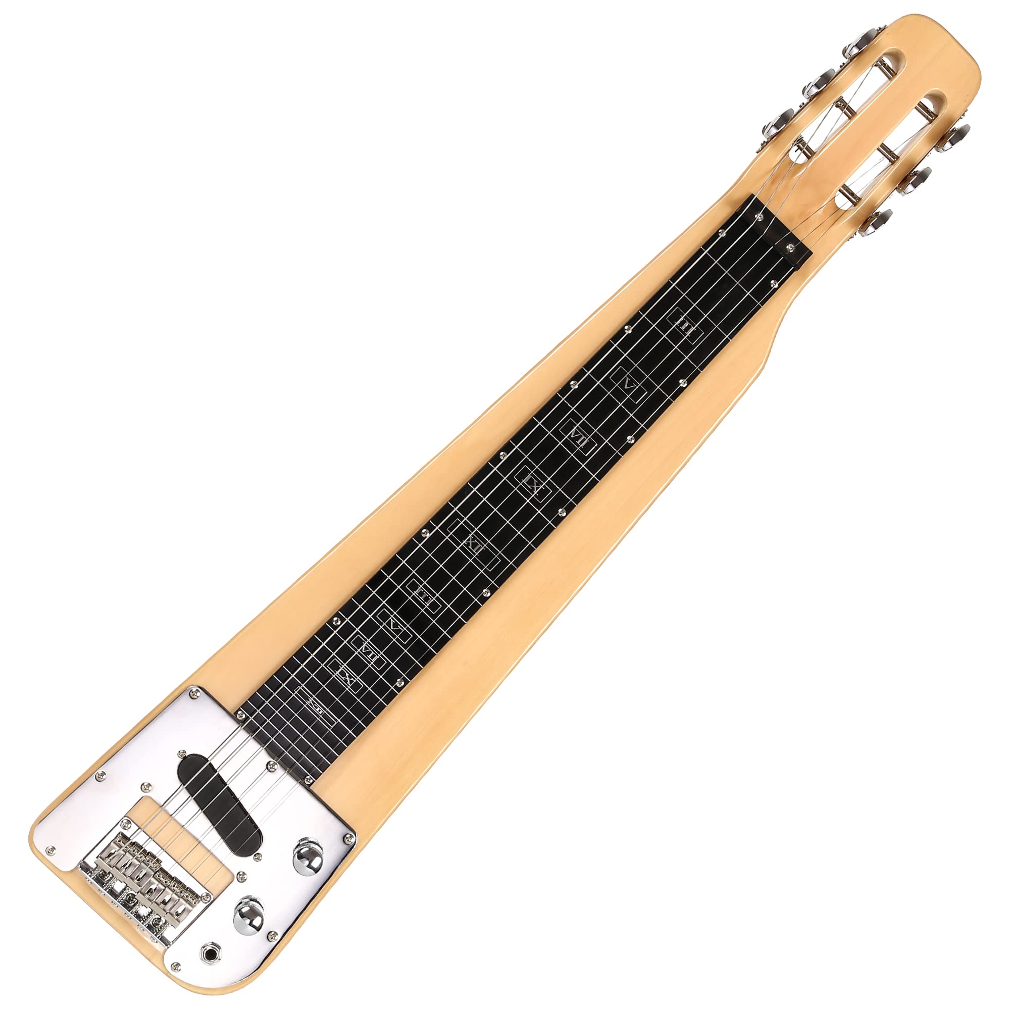 6-String Natural Electric Lap Steel Guitar for Country, Blues & Hawaiian Music - Perfect for Beginners & Professionals