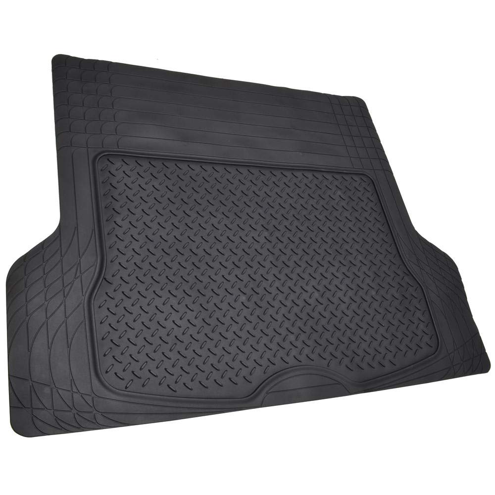 BDK OF-554 Universal All-Weather Rubber Car Floor Mats - Front & Rear Set with Trunk Liner for Sedans, SUVs & Vans | Heavy Duty Non-Slip Protection | Perfect for Daily Commute, Road Trips & Family Adventures