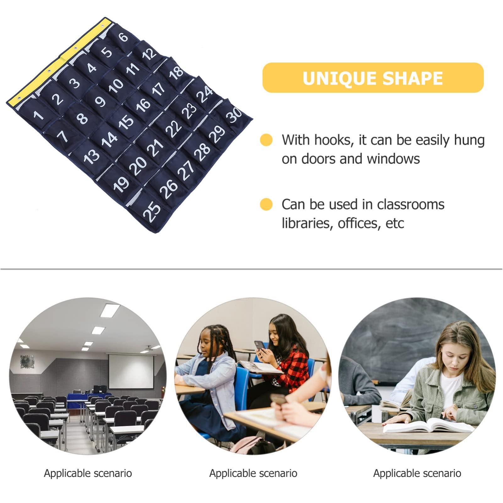 Operitacx Black Iron Alloy Hanging Mobile Phone Storage Bag - Numbered Pocket Chart for Teachers, Calculator Holder & Headset Stand - Perfect for Classroom Organization, Home Door Storage, and Earphone Management (100 Pockets)