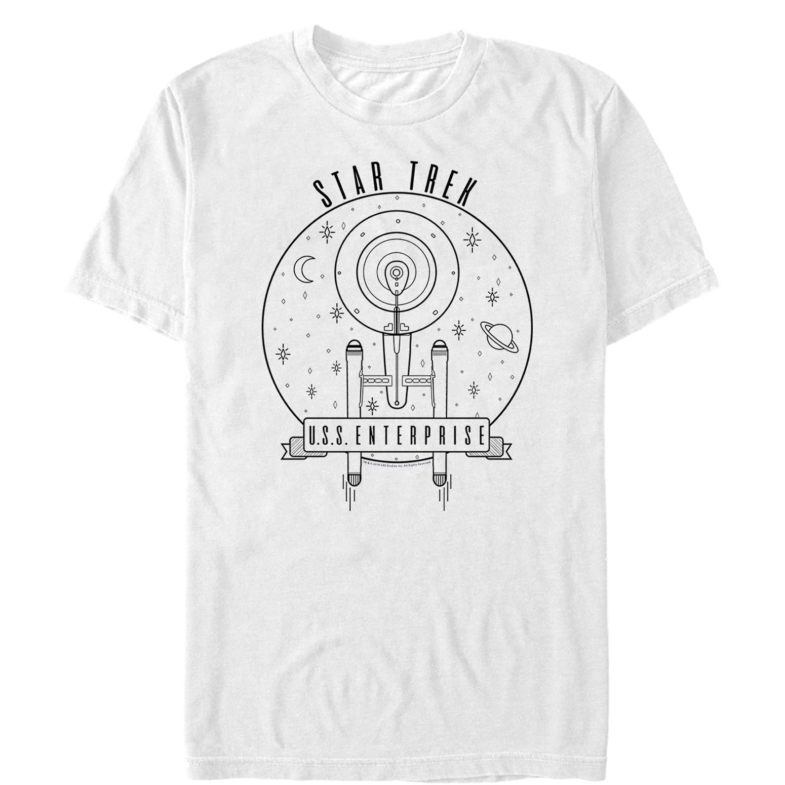 Star Trek USS Enterprise Space Line Drawing T-Shirt for Men - Sci-Fi Graphic Tee for Fans, Cosplay & Casual Wear