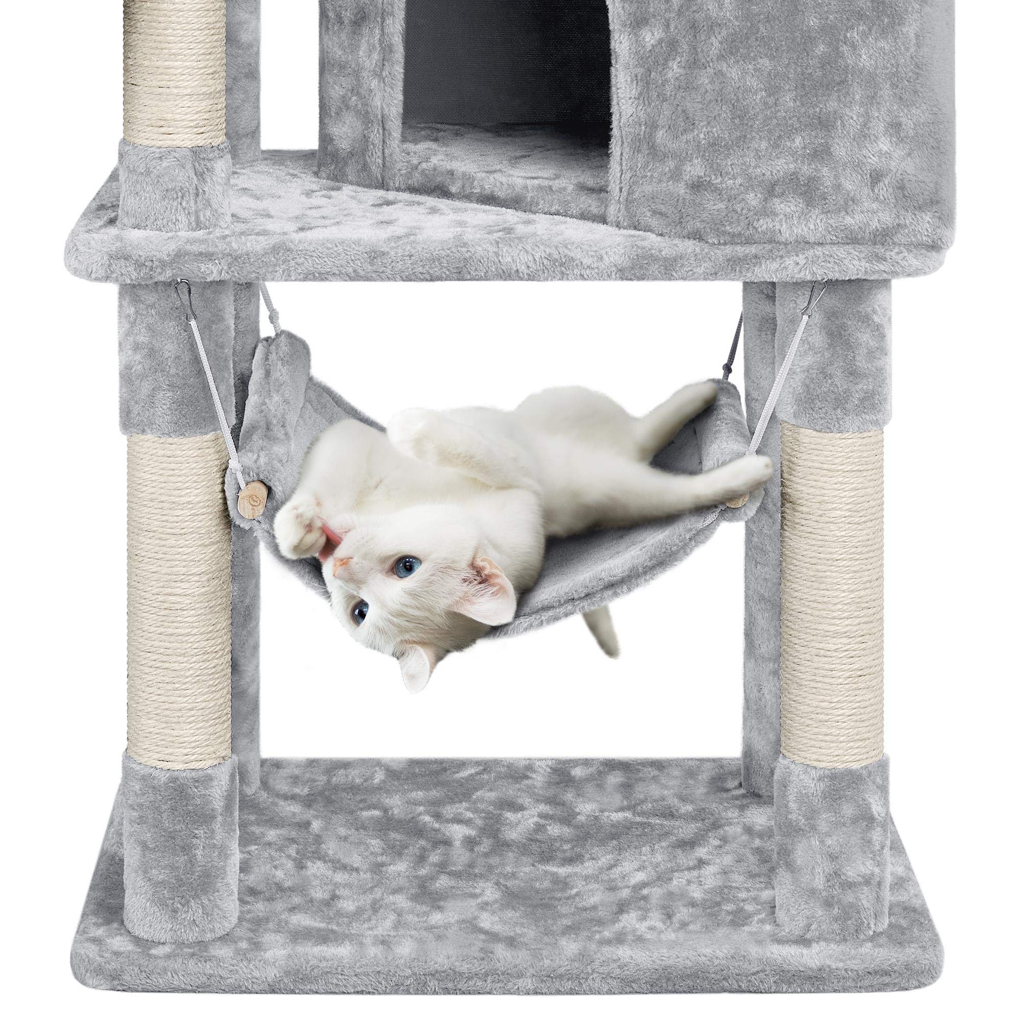 Topeakmart 54.5 Inch Cat Tree Tower with Scratching Posts, Hammock & Plush Perch - Durable Cat Condo Furniture for Indoor Cats & Kittens - Perfect for Play, Rest & Climbing in Home or Apartment