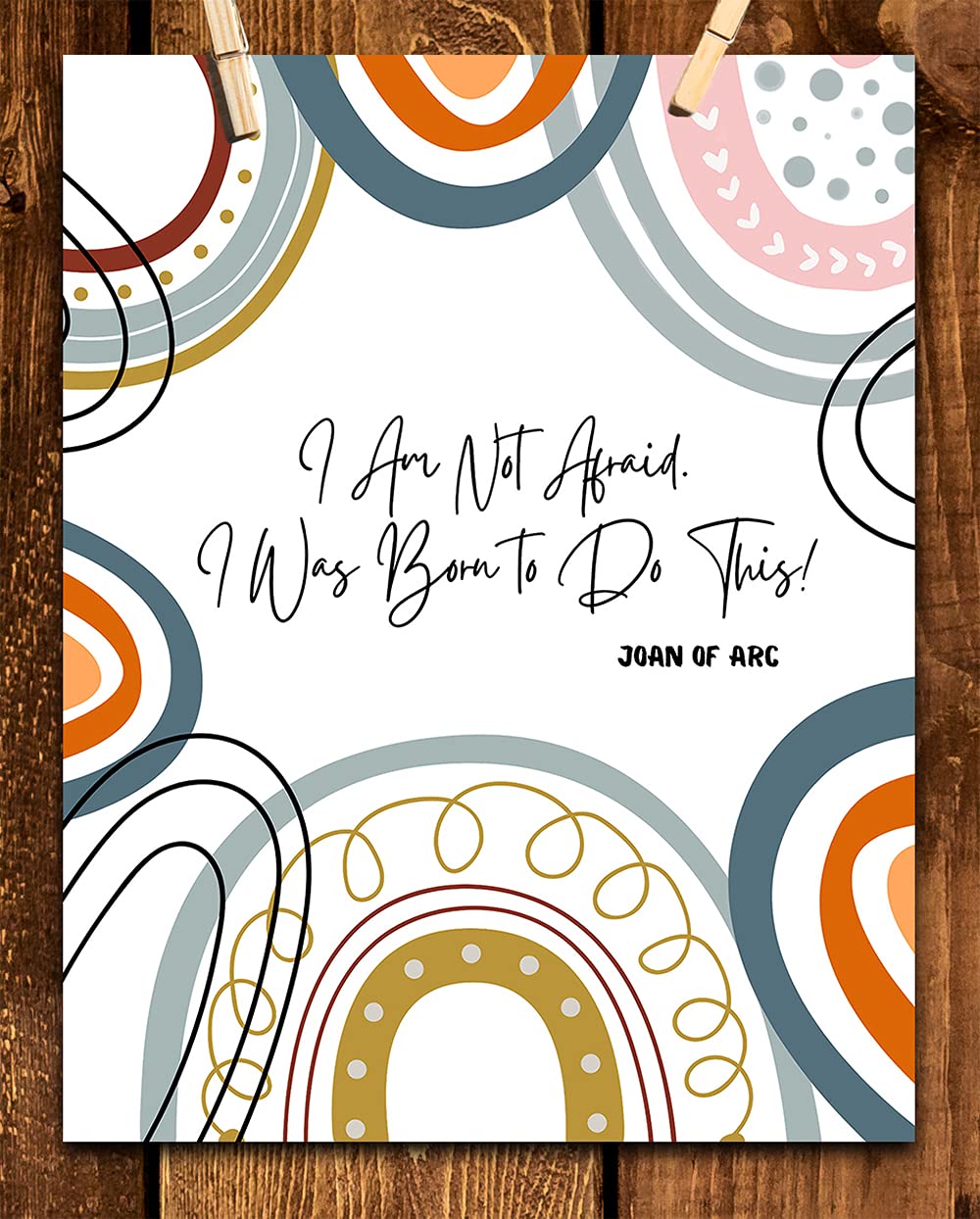 Joan of Arc Christian Bible Quote Wall Art - 'I Am Not Afraid' Inspirational 11x14 Print - Orange Yellow Blue Decor for Home, Office & Church - Perfect Gift for Women, Family & Friends (Birthday, Housewarming, Religious Occasions)