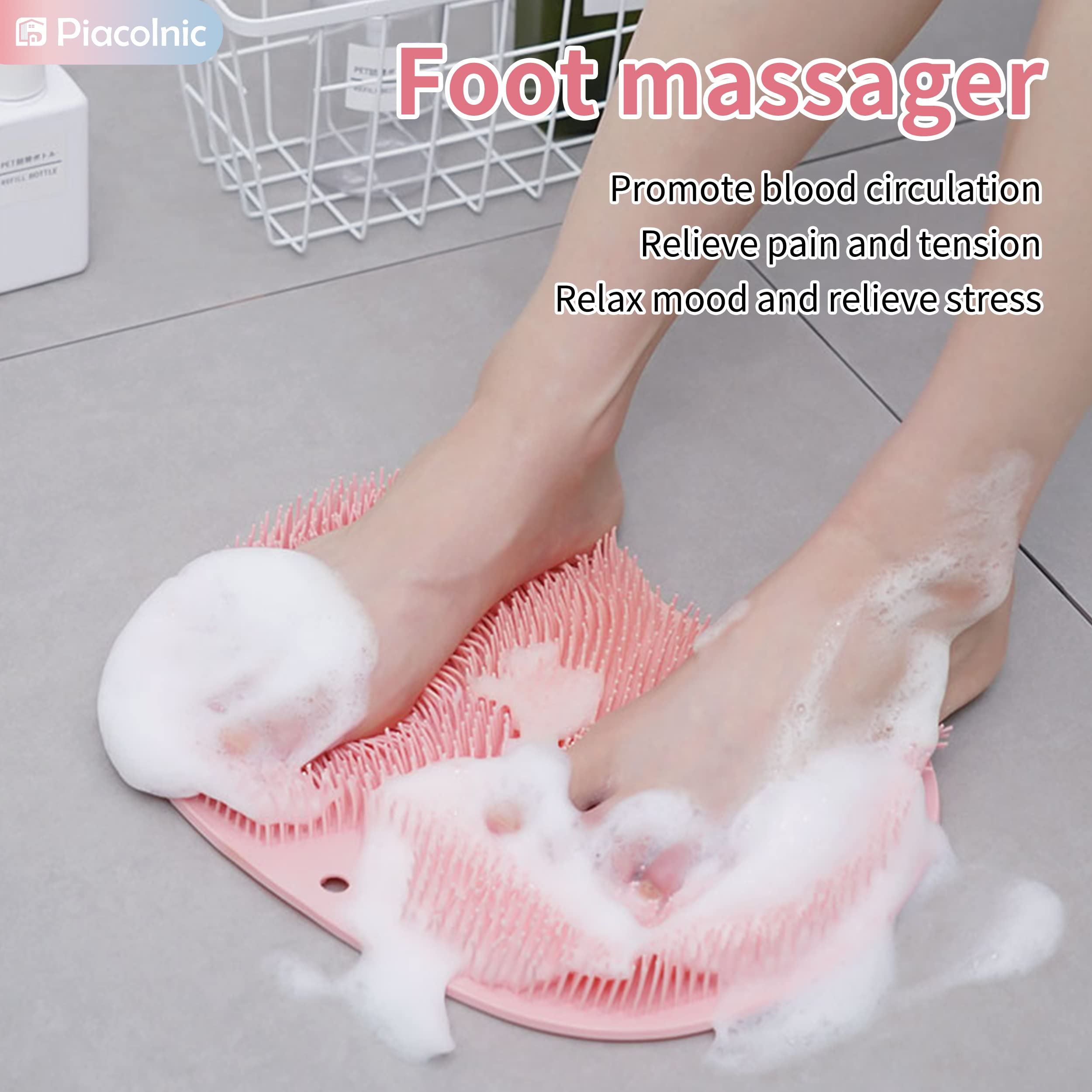 2-Pack Large Silicone Foot Scrubber with Suction Cups - Exfoliating Massage Brush for Shower & Bath - Acupressure Mat for Foot Care, Relaxation & Callus Removal - Perfect for Home Spa, Pedicure & Post-Workout Relief
