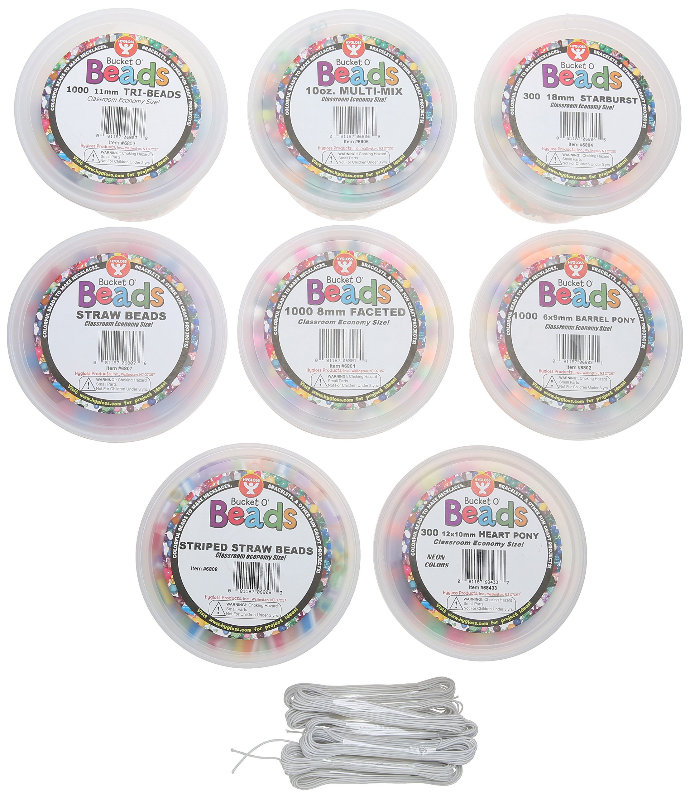 School Smart Bead Kit with 3300 Assorted Color Beads & 30 Yards Elastic Thread - DIY Jewelry Making Supplies for Kids Bracelets, Necklaces & Craft Projects