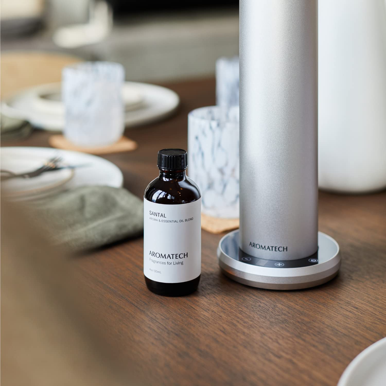 Premium AromaTech Santal & The Hotel Essential Oil Gift Set - 120ml | Sandalwood, Cardamom, Papyrus, Musk, Peach, Red Rose & Pine Scented Diffuser Oils | Perfect for Home Spa, Yoga, Meditation & Aromatherapy Relaxation