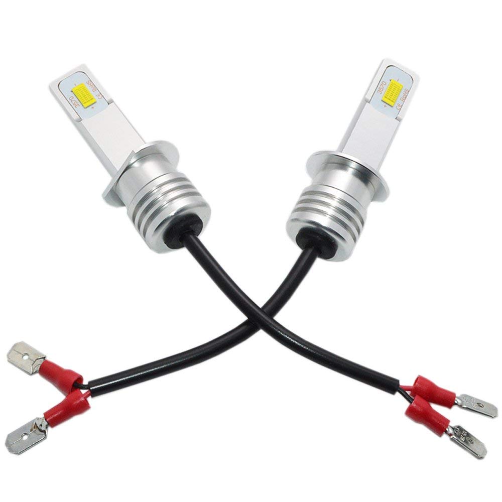 HOCOLO H1 LED Bulbs 6500K - Super Bright DRL Fog Driving Lights, Replace Halogen 3570 CSP Chips, High Brightness Car Vehicle Parts, Plug-N-Play White LED Bulbs (Pack of 2) - Perfect for Daytime Running Lights, Fog Lamps & Off-Road Driving
