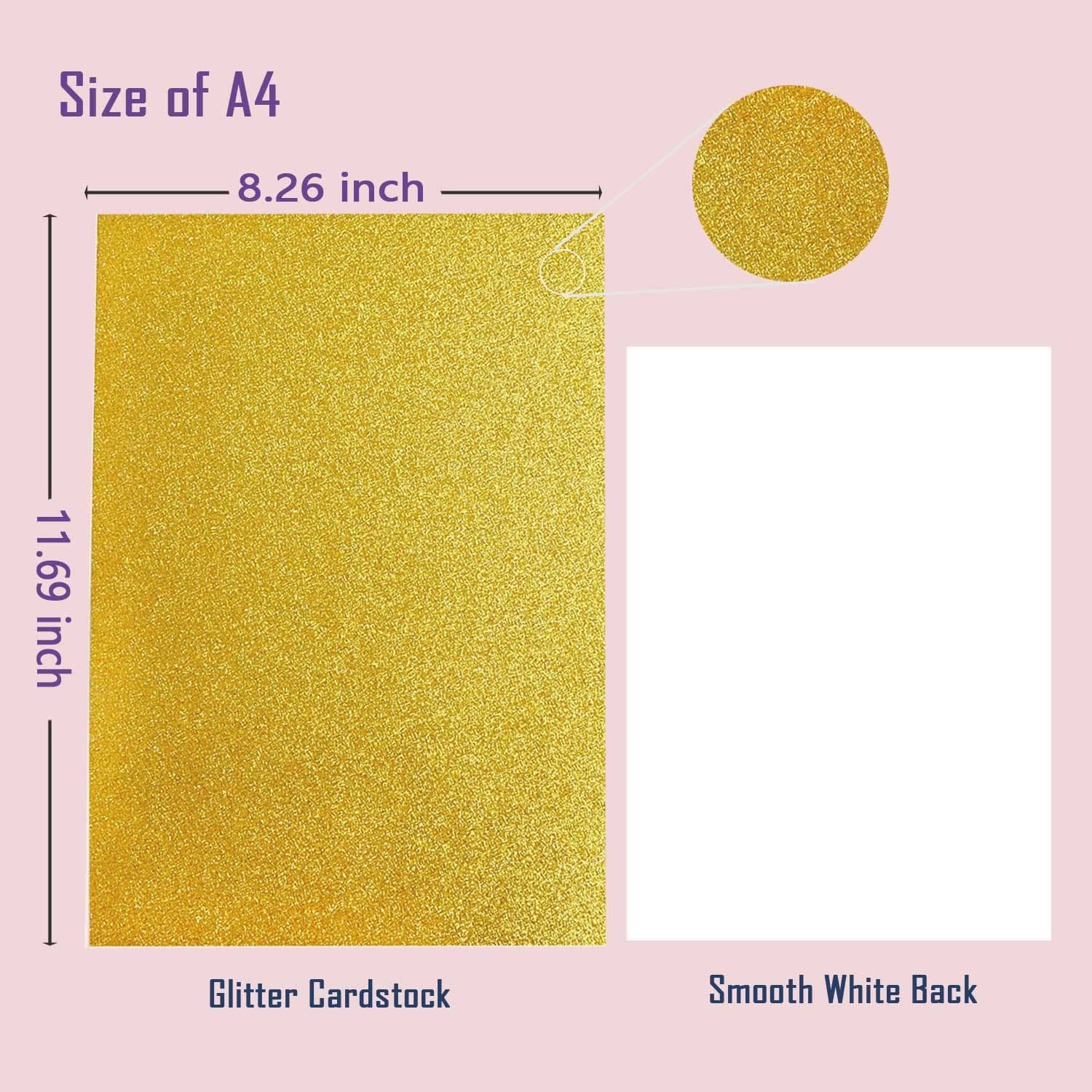 Premium Glitter Cardstock Paper 20 Sheets A4 Gold - Scrapbooking & Gift Wrapping