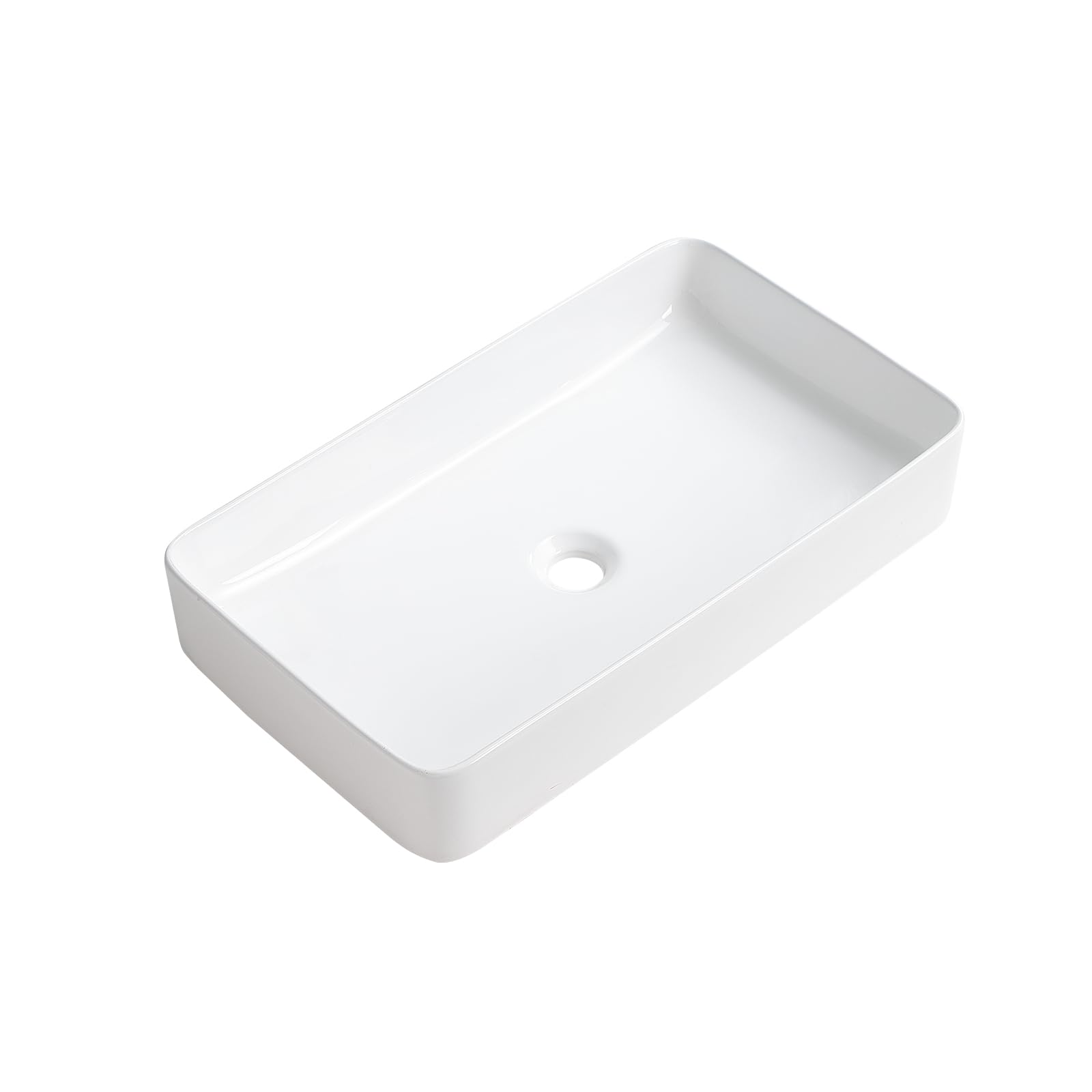 White Ceramic Vessel Sink 24x14 Inch - Rectangular Above Counter Bathroom Sink Bowl for Vanity, Powder Room & Modern Bath Decor - Durable Porcelain Small Sink for Contemporary Homes & Luxury Hotels