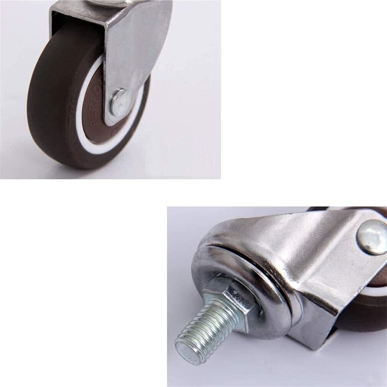 5pcs 2-Inch Heavy Duty Swivel Caster Wheels with Brake - 360 Degree Smooth Rolling Rubber Furniture Casters for Office Chairs, Workbenches & Home Furniture (Threaded Rod Style) - Perfect for Home Office, Workshop & Industrial Use