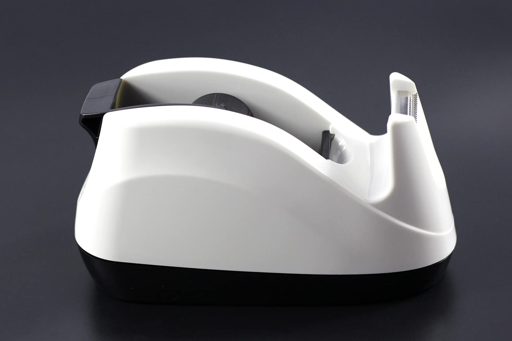 Heavy Duty Non-Slip Desk Tape Dispenser - One Hand Operation - White Office Supplies for Home, School & Office Organization