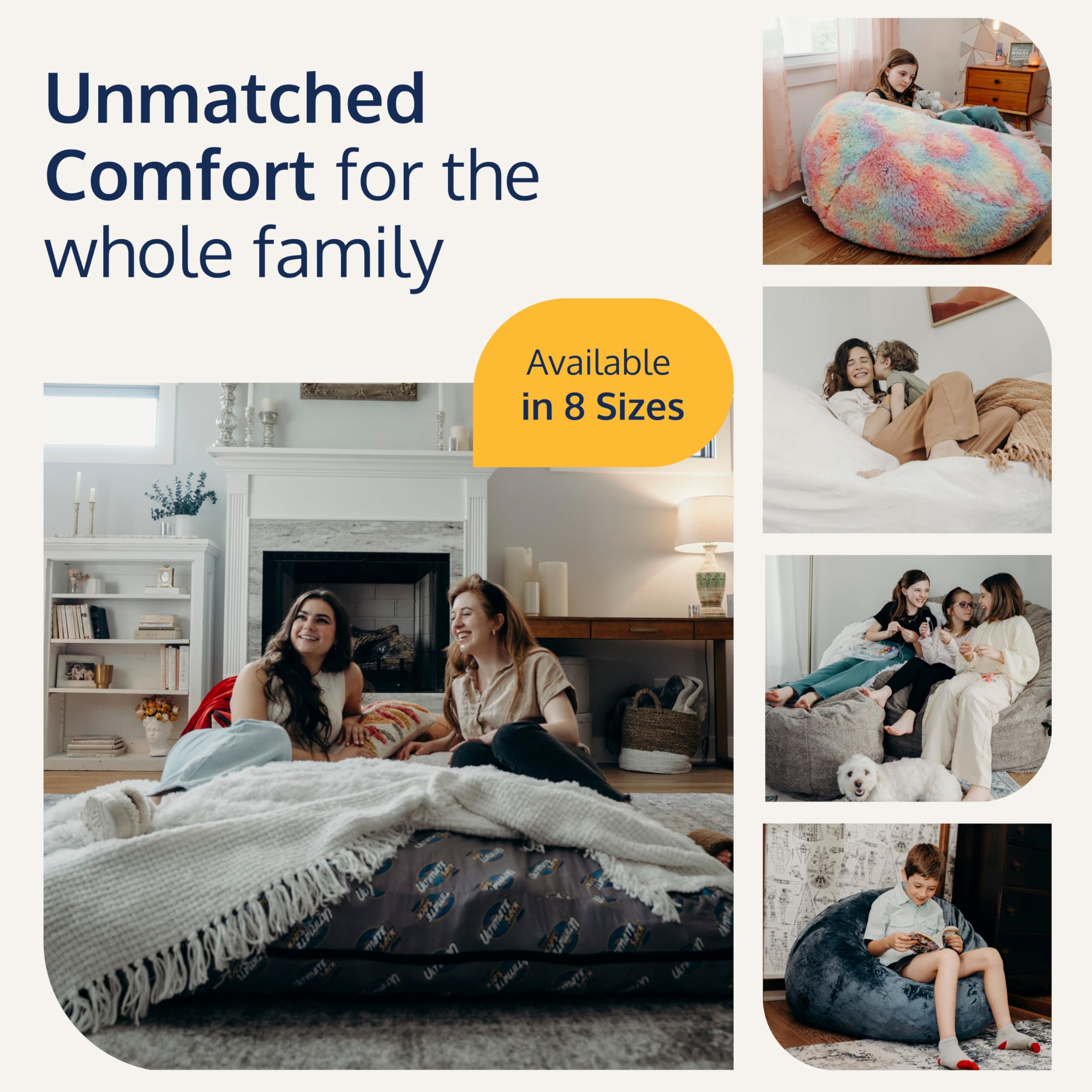 ULTIMATE SACK Convertible Bean Bag Chair to Cozy Sleeper - Versatile Sofa Bed & Futon Alternative - Comfortable & Stylish for Living Room, Bedroom, Dorm or Guest Room - Perfect for Lounging, Napping & Small Space Living