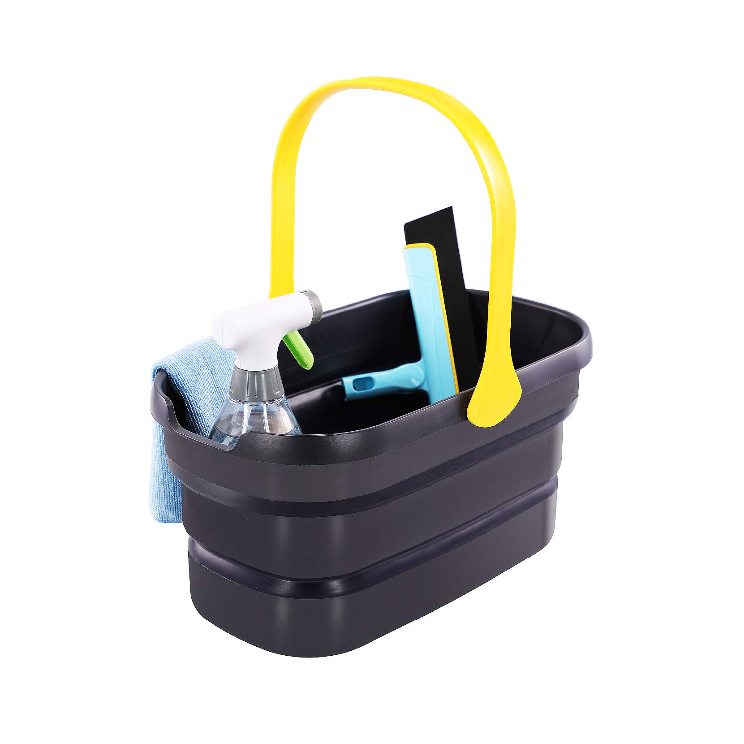 Yocada 10L (2.6 Gallon) Collapsible Plastic Mop Bucket - Foldable Cleaning Washing Basket for Sponge, Flat & Cotton Mops - Ideal for Home, Kitchen, Bathroom, and Outdoor Cleaning Tasks