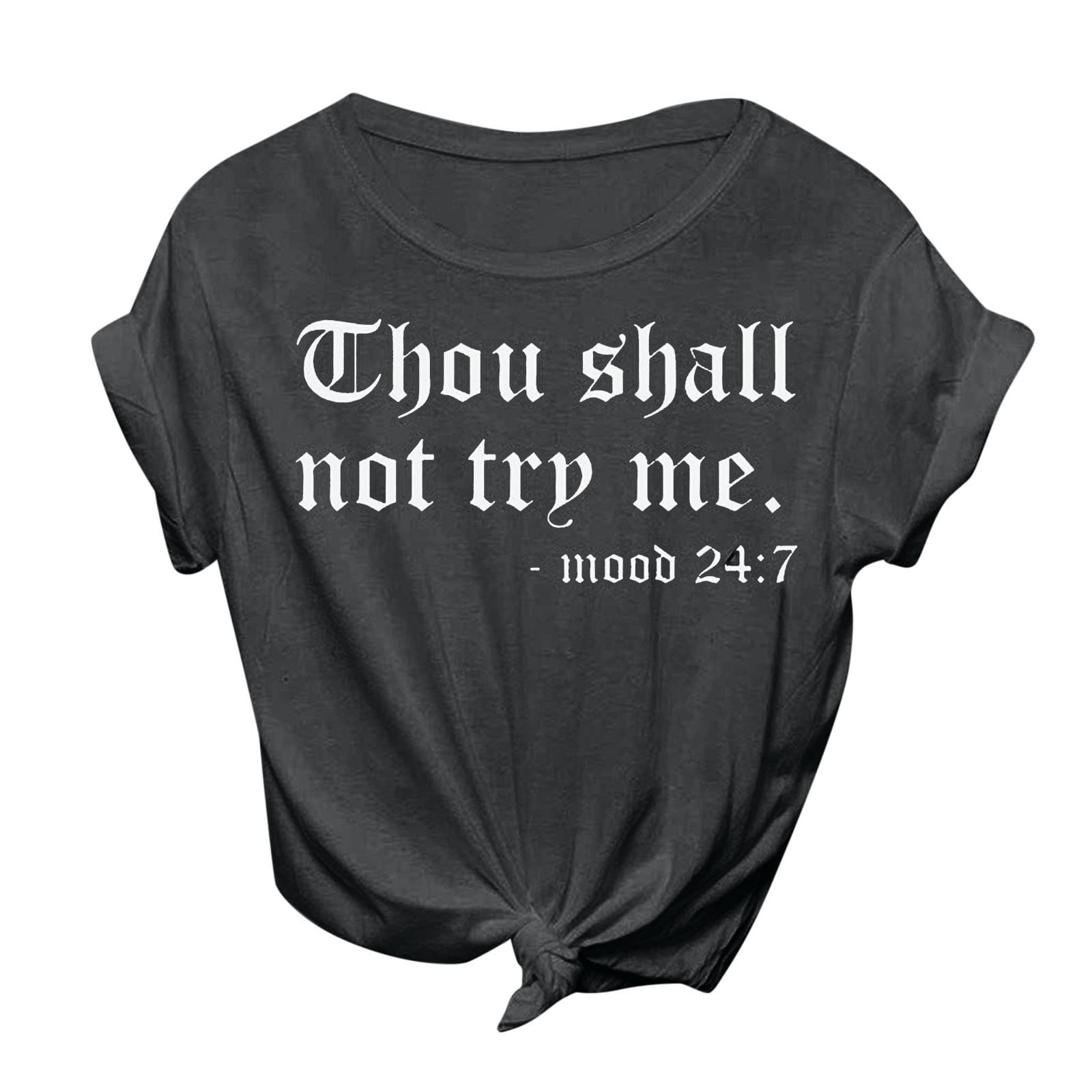 XINSHIDE Women's Black T-Shirt Pack - Casual Round Neck Short Sleeve Blouse with Letter Print | Perfect for Everyday Wear, Office, and Outings