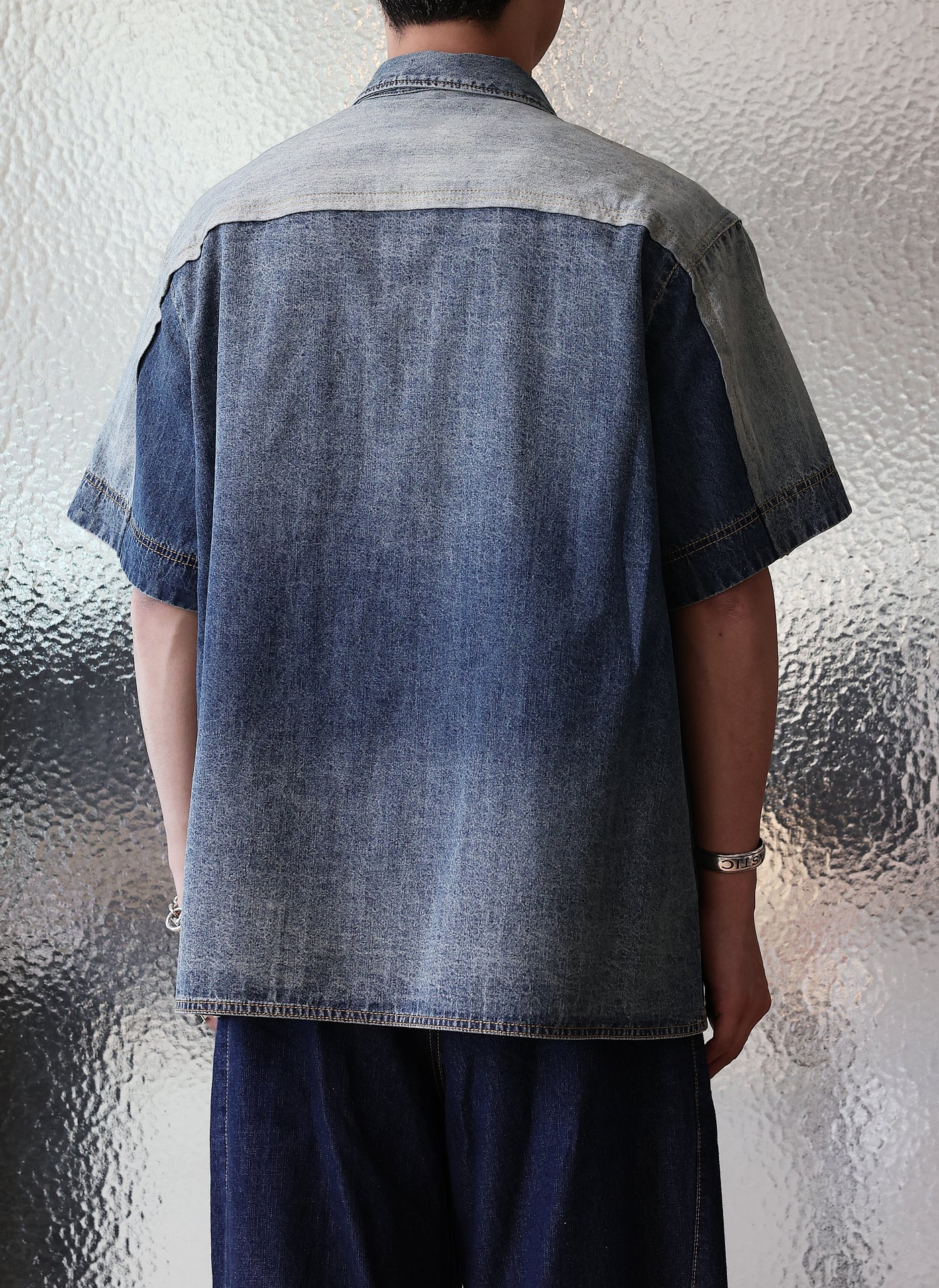 Men's Cotton Linen Denim Work Shirt - Short Sleeve Casual Button Down Shirt for Outdoor, Gardening & Summer Wear