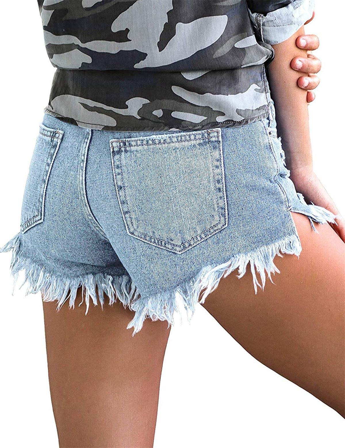 MODARANI Women's Ripped Distressed Denim Shorts - High Waisted Cut Off Jean Shorts for Summer | Perfect for Beach, Music Festivals & Casual Outfits