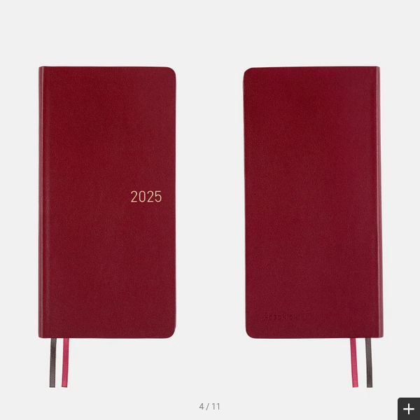 Hobonichi Techo 2025 Leather Planner - Pomegranate Weeks Hardcover, Weekly Horizontal Layout (January Start, Monday Start) | English Edition | Perfect for Journaling, Productivity & Time Management