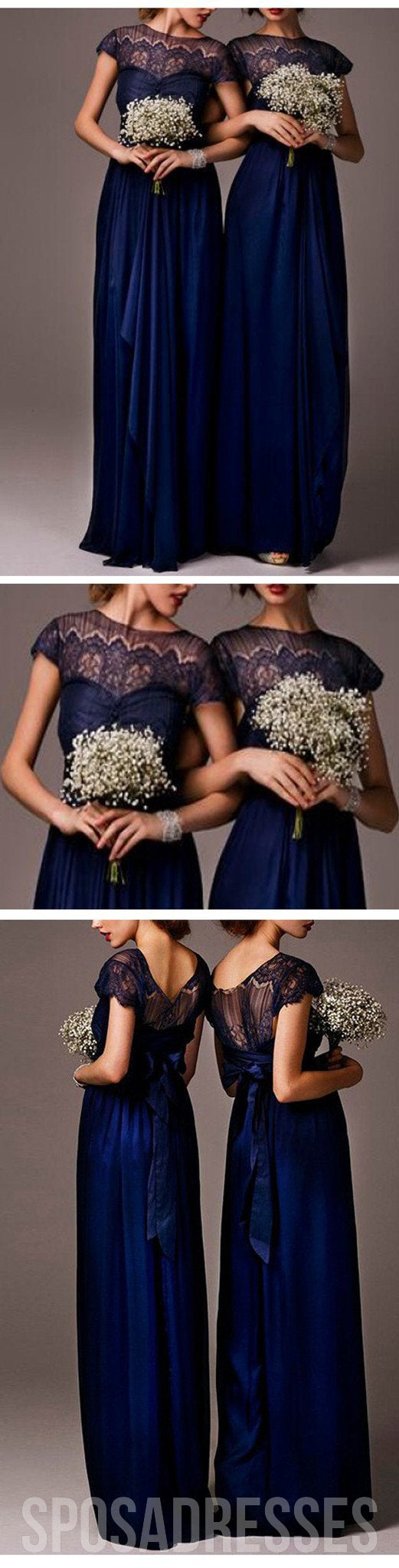 Elegant Royal Blue Cap Sleeve Lace Bridesmaid Dress - WG030 | Perfect for Weddings, Formal Events & Special Occasions