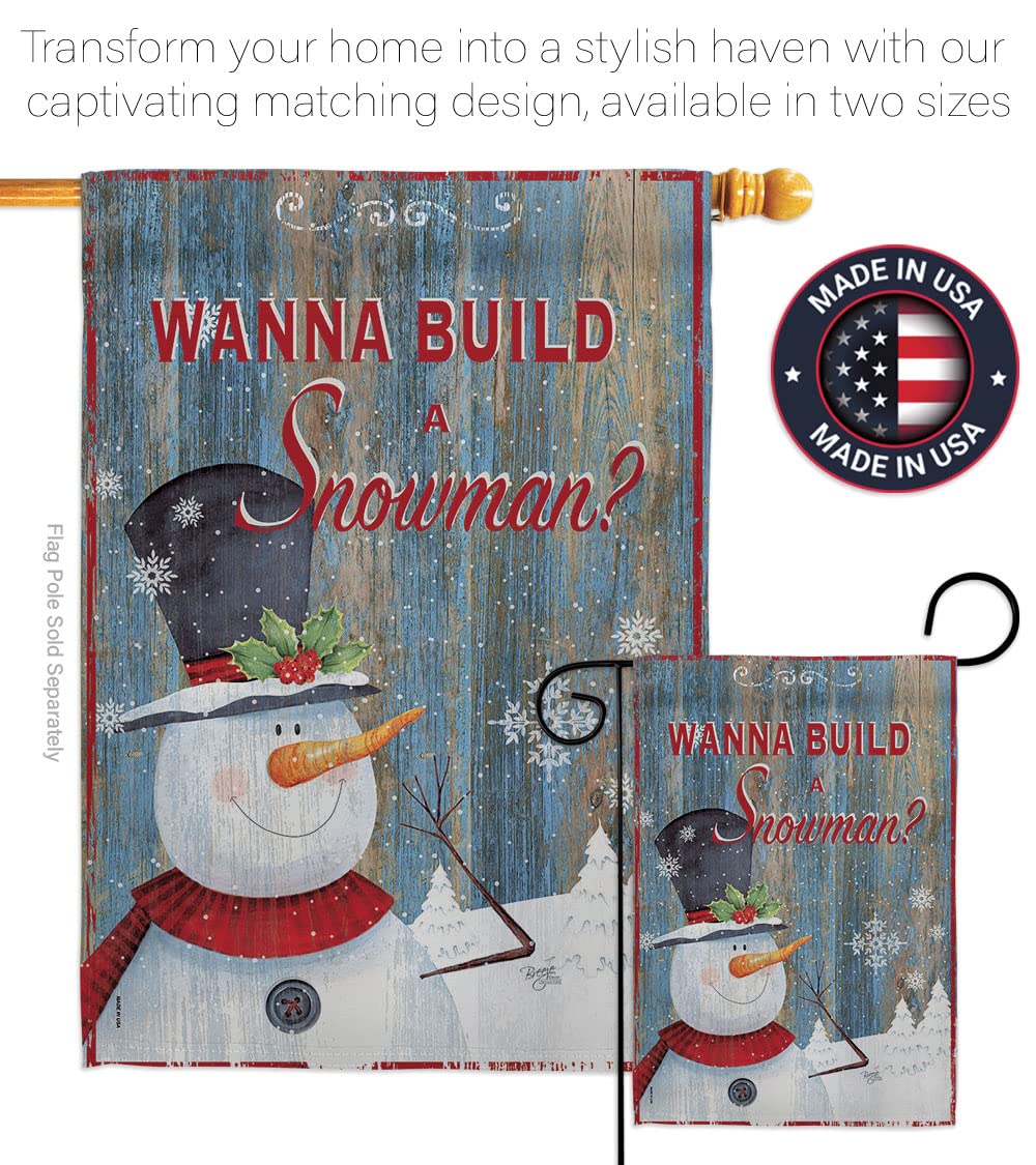 Snowman Winter Christmas Banner - 13x18.5in Garden Flag Set for Holiday Decor
