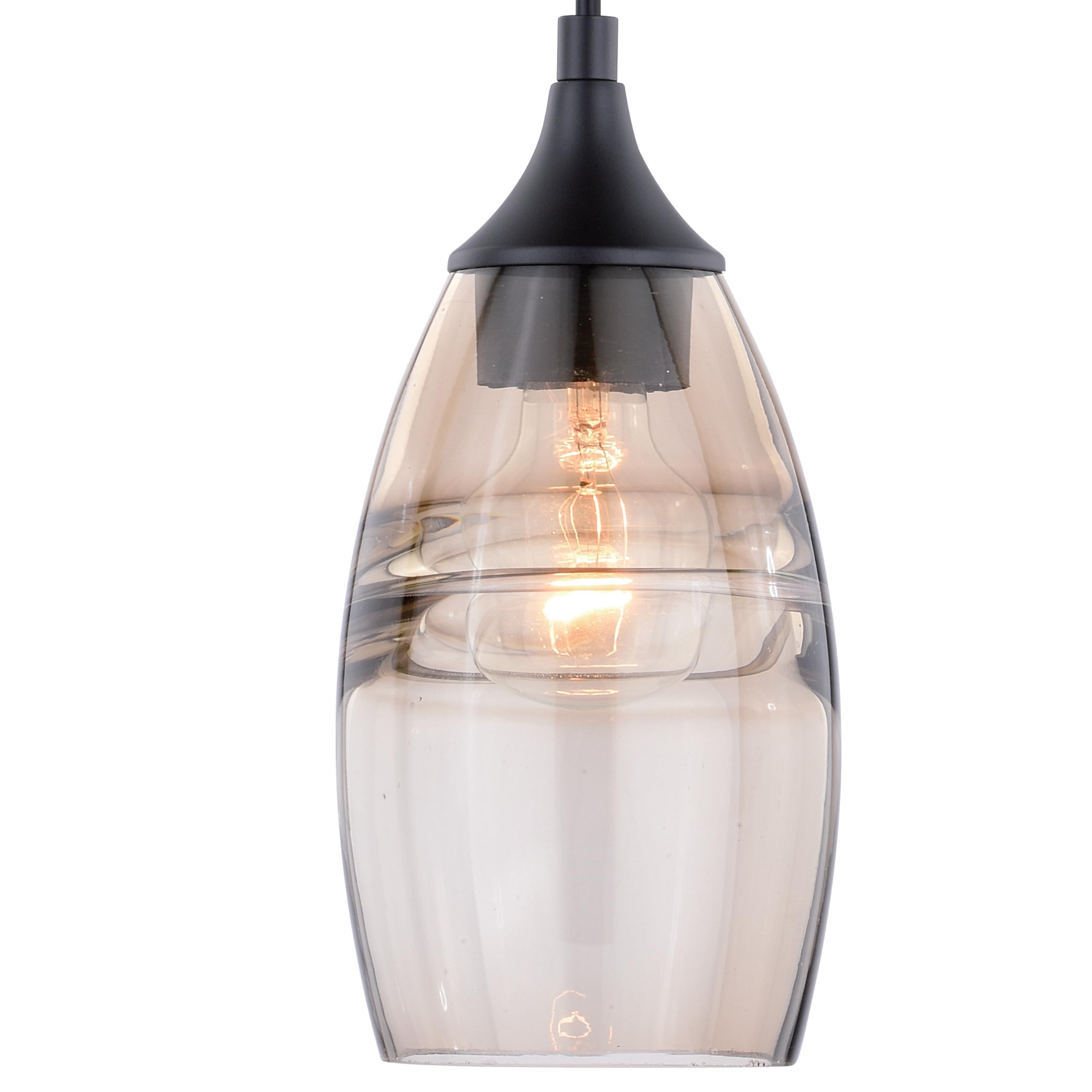 VAXCEL Milano Bronze Mini Pendant Ceiling Light with Amber Fog Glass - Perfect for Kitchen Island, Dining Room, and Bedroom Lighting