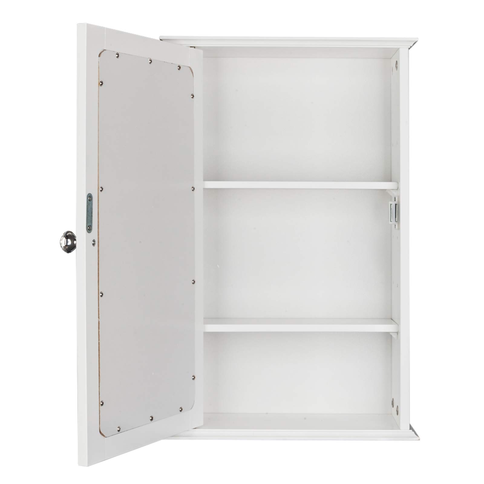 White Single Door Bathroom Wall Mirror Cabinet - Mounted Medicine Storage Cabinet with Mirror for Bathroom, Vestibule, Bedroom - Space Saving & Stylish Home Organization Solution