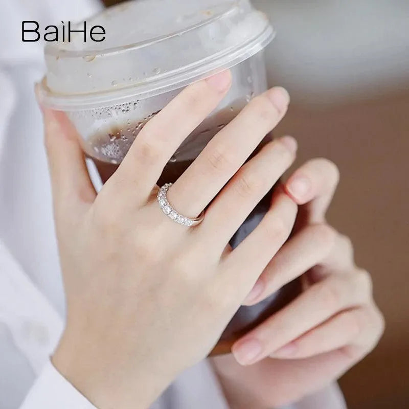 BAIHE 14K White Gold 1 Carat H/SI Natural Diamond Ring for Women & Men - Wedding, Engagement Gift, Fine Jewelry - Perfect for Proposals, Anniversaries & Special Occasions