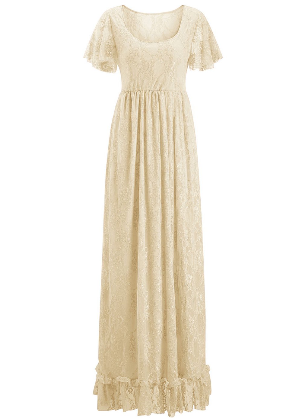 ZIUMUDY Elegant Maternity Lace Flutter Sleeve Maxi Dress for Baby Shower, Photoshoot & Pregnancy Photos - Comfortable Nursing Dress for Special Occasions