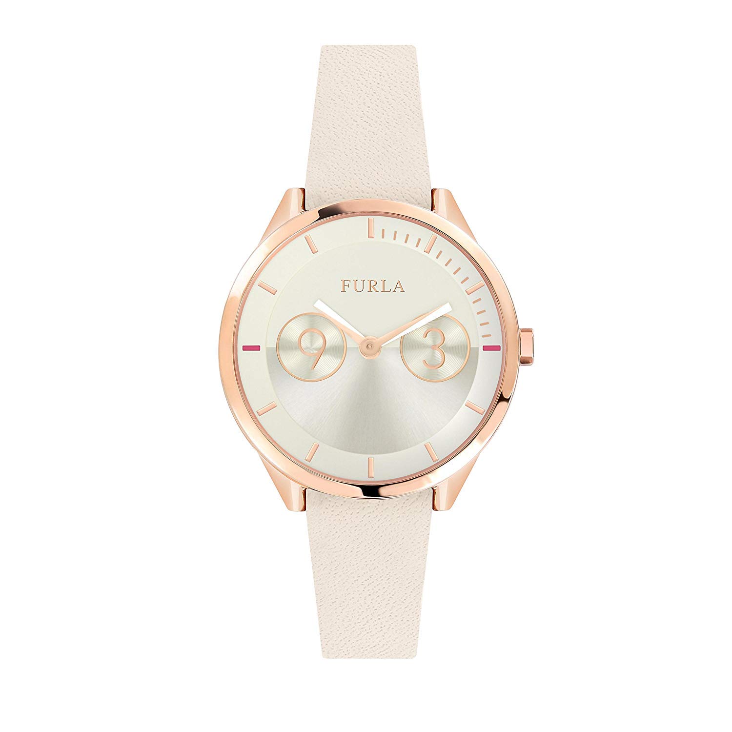 Furla Women's Metropolis Silver Dial Watch with Cream Leather Calfskin Band - Stylish Accessory for Work, Parties & Everyday Wear