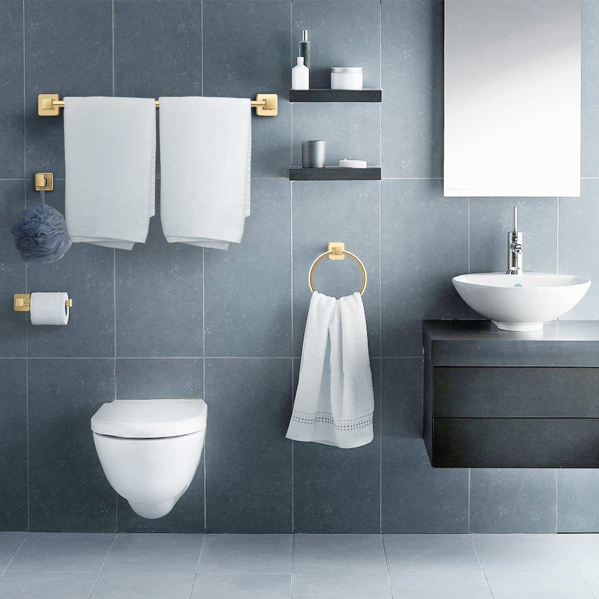4-Piece Gold Bathroom Hardware Set - 17