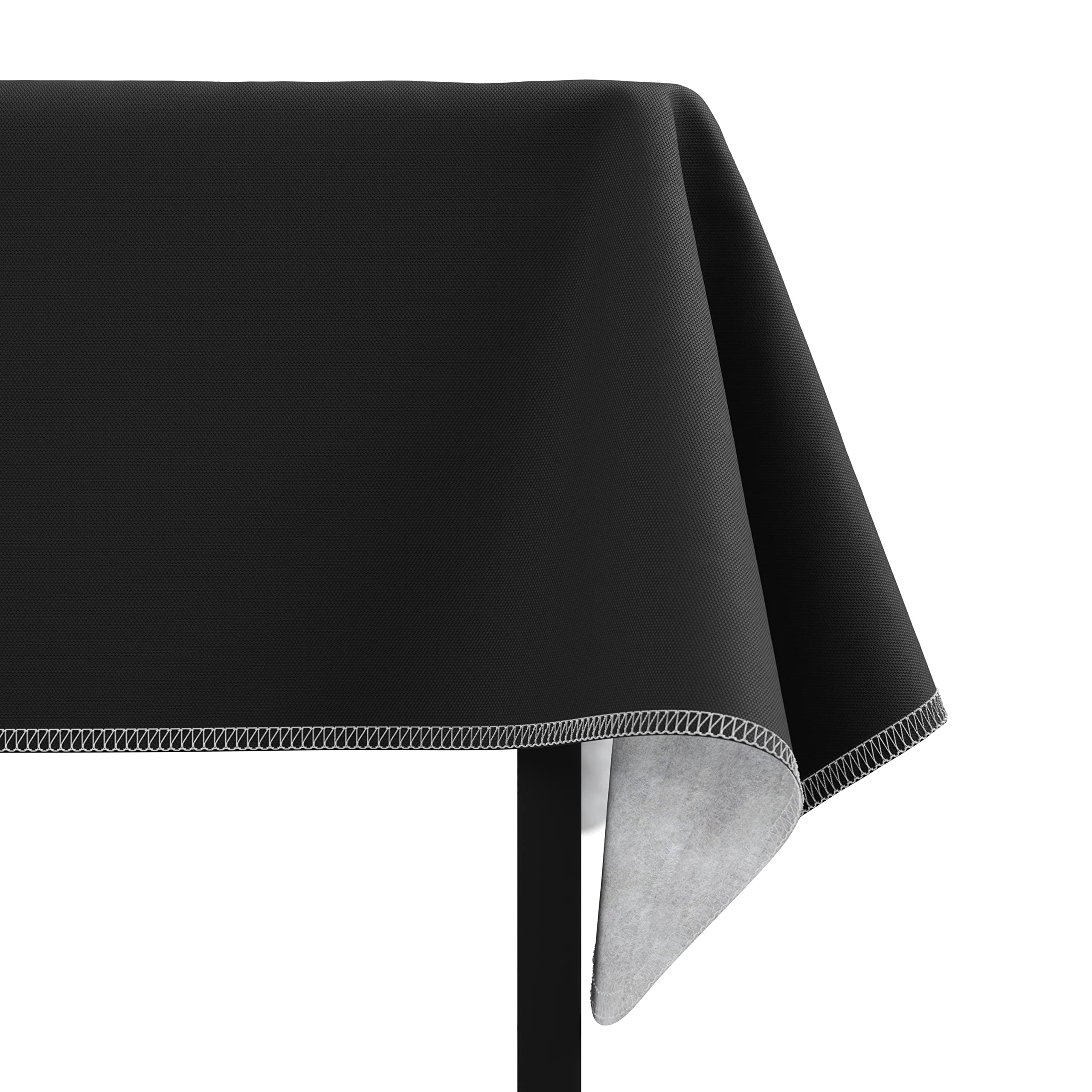 Premium 70-Inch Round Black Vinyl Tablecloth with Flannel Backing - Waterproof & Wrinkle-Resistant Plastic Table Cover for Dining, Parties, and Events - Pack of 1
