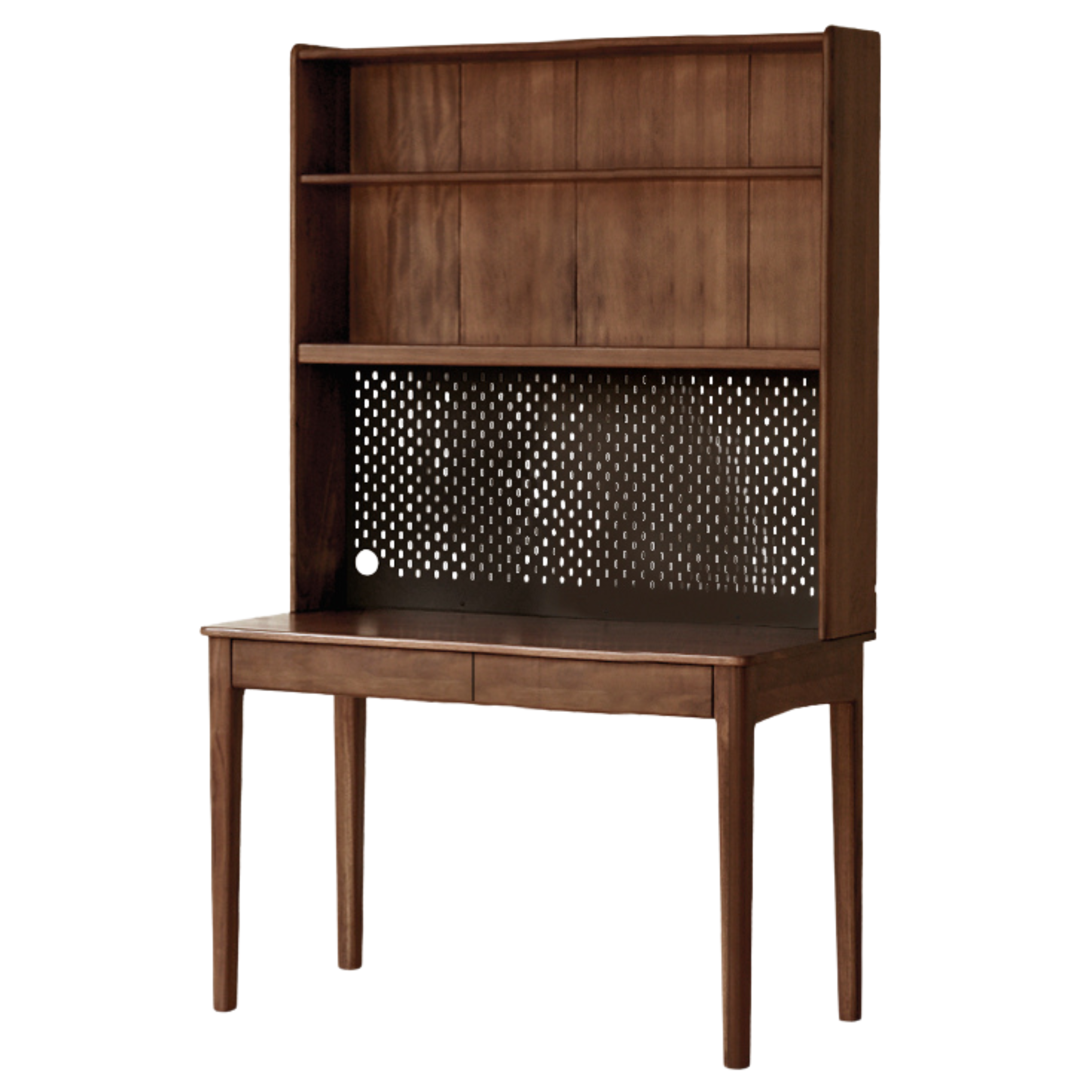 39.3x22x74.2 inch / 100x56x188.5 cm / Rich Dark Walnut color / Double drawer desk double layer shelf