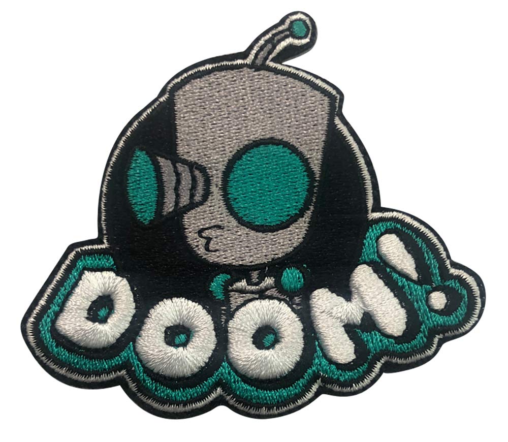 Invader Zim Iron On Patch - Doom! Embroidered Badge for Jackets, Backpacks & DIY Crafts - Perfect for Cosplay & Fan Merchandise