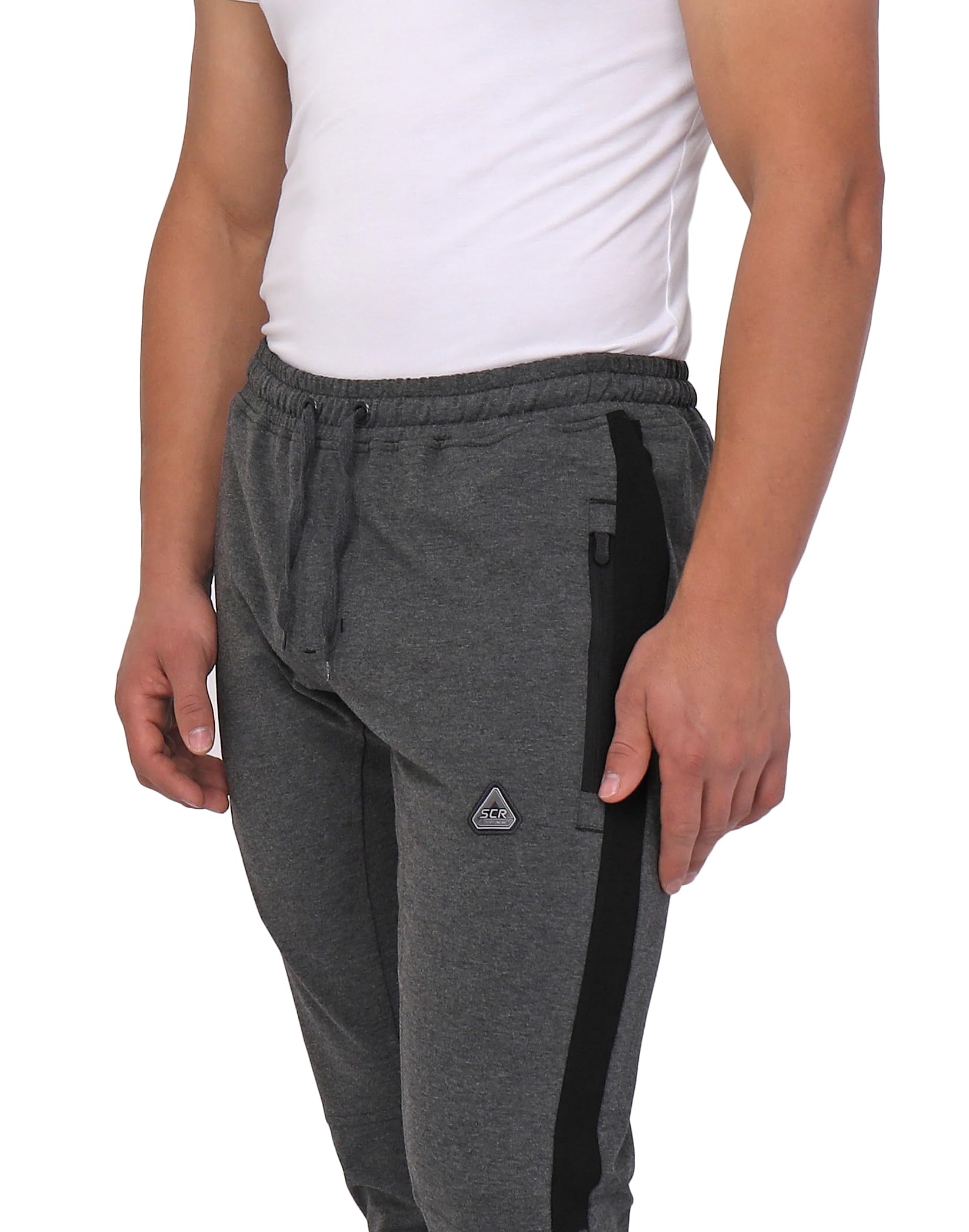 SCR SPORTSWEAR Men's Tall Jogger Sweatpants - Athletic Workout Pants with Zipper Pockets for Running, Gym & Casual Wear