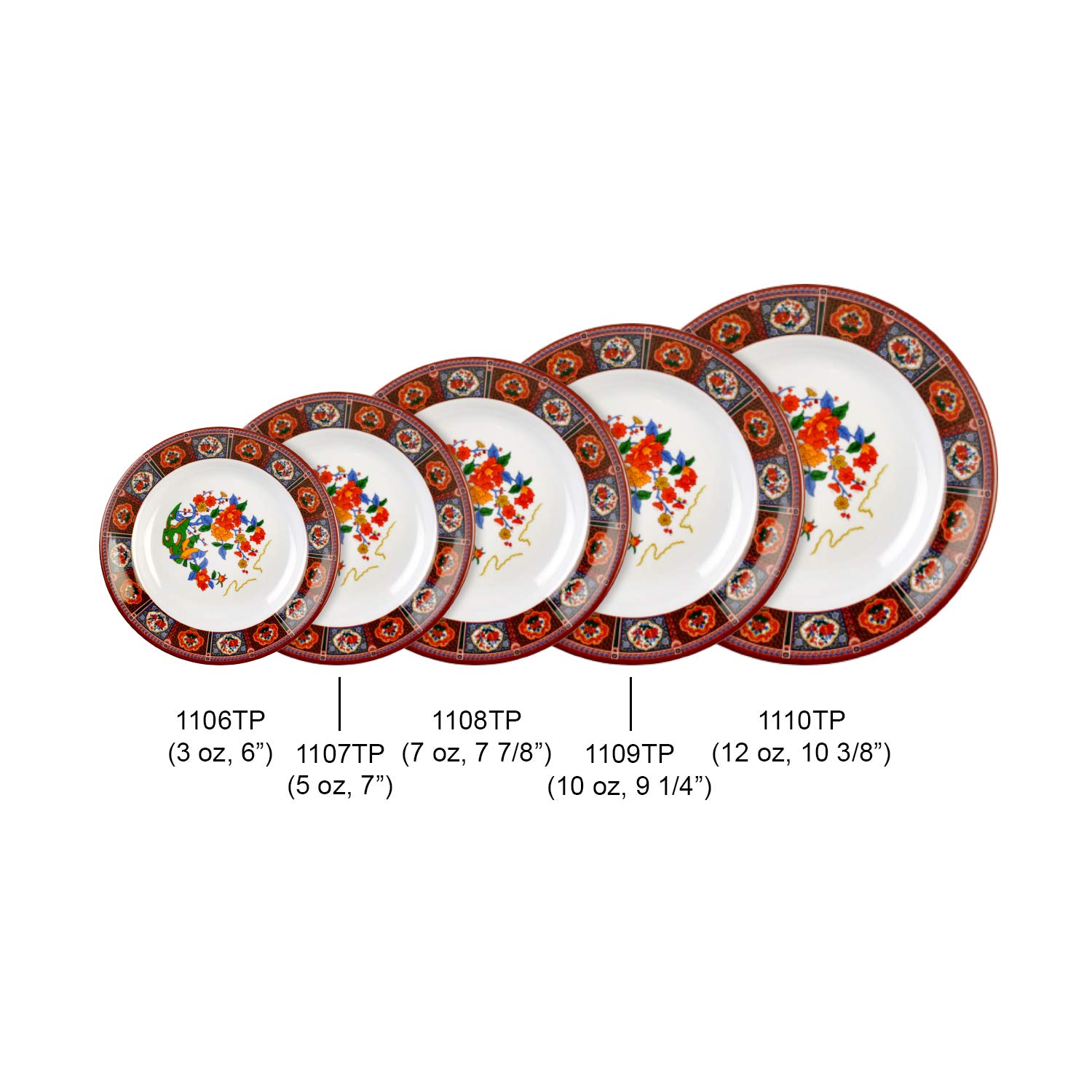 Peacock Melamine Dinnerware Set - 7 oz Soup Bowl (7 7/8 Inch) - Durable BPA-Free Plastic Plates - Pack of 12 - Perfect for Outdoor Dining, Picnics, Camping & Restaurant Use