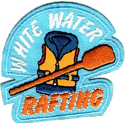 White Water Rafting Iron On Patch - Water Sports Embroidered Badge for Rafting Gear, Jackets & Backpacks - Perfect for Outdoor Adventures & River Sports Enthusiasts