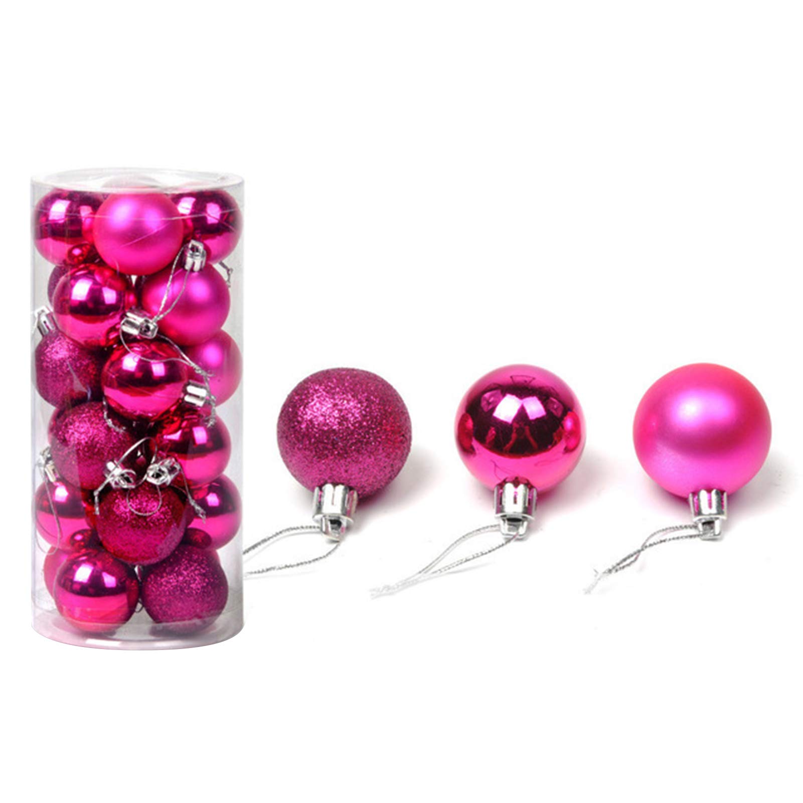 24Pcs Christmas Tree Ornaments - 8cm Rose Red Hanging Balls for Xmas Tree Decor, Holiday Home Decoration, Party & Gift Giving