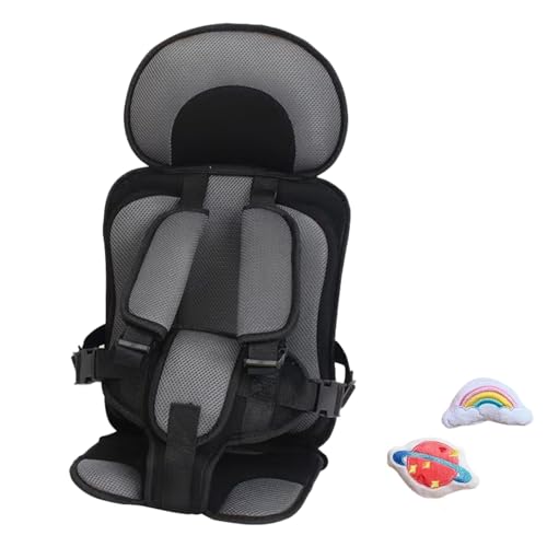 Portable Baby Safety Seat Strap - Foldable Travel Car Seat Cushion for Kids | Easy to Install & Machine Washable | Perfect for Road Trips, Airplane Travel & Daily Commutes (Black, Small)
