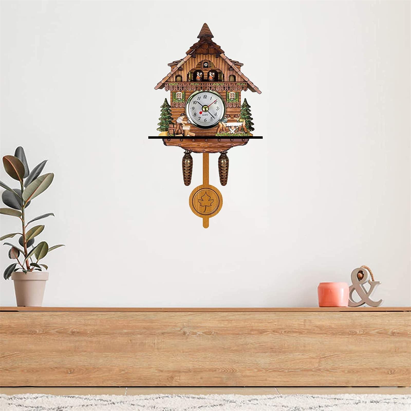 Handcrafted Wooden Cuckoo Clock - Traditional German Style Coo Coo Wall Clock with Moving Bird & Music - Perfect Christmas Gift for Home, Living Room & Office Decor | Ideal for Rustic Cabin, Farmhouse & Vintage Interior Design