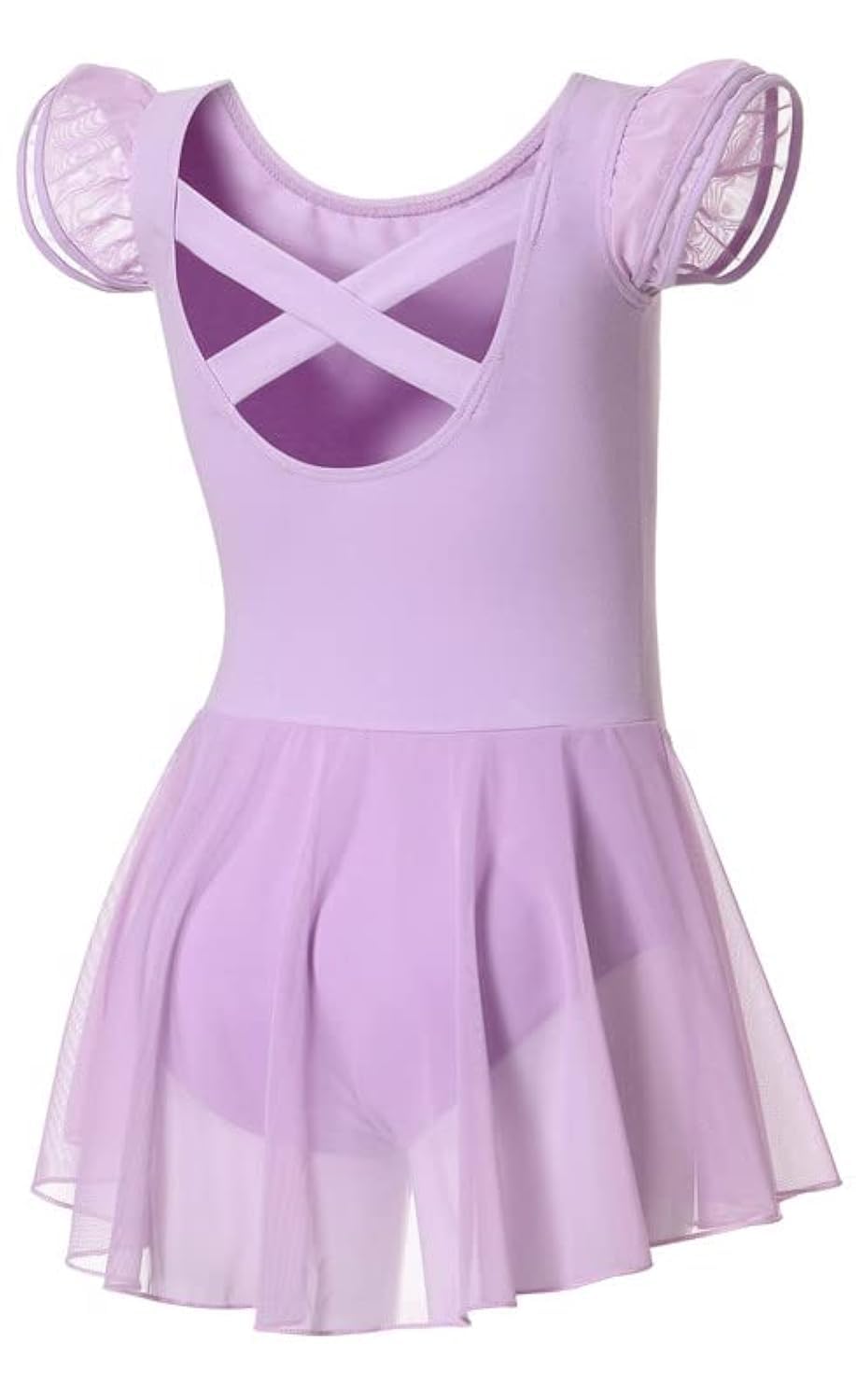 DIPUG Girls Ballet Leotard with Skirt - Toddler Dance Leotards with Flutter Sleeves & Criss-Cross Back - Perfect for Ballet Class, Recitals & Dance Performances