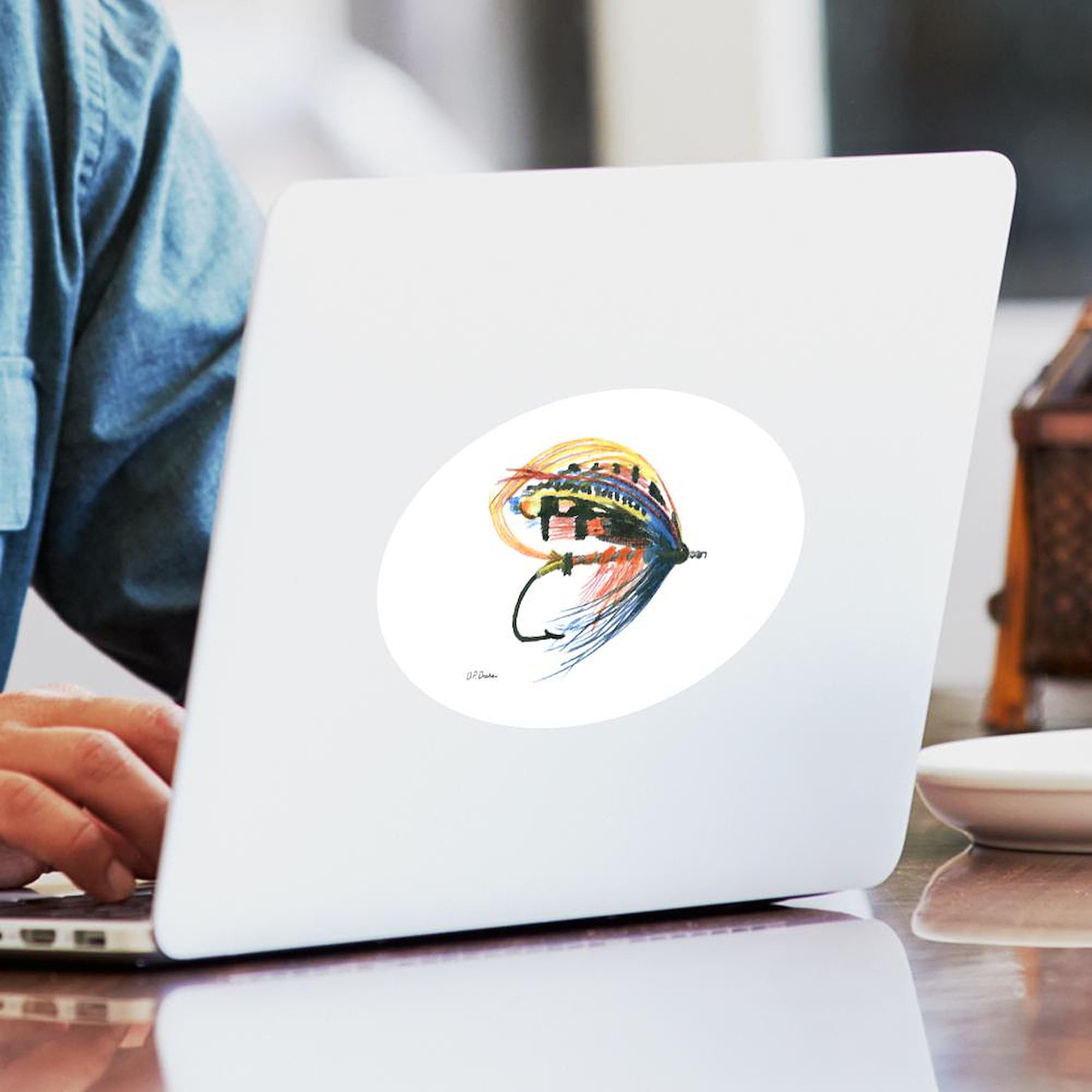 Fishing Lure Art Oval Sticker - Waterproof Vinyl Decal for Cars, Laptops & Coolers - Perfect for Anglers & Fishing Enthusiasts