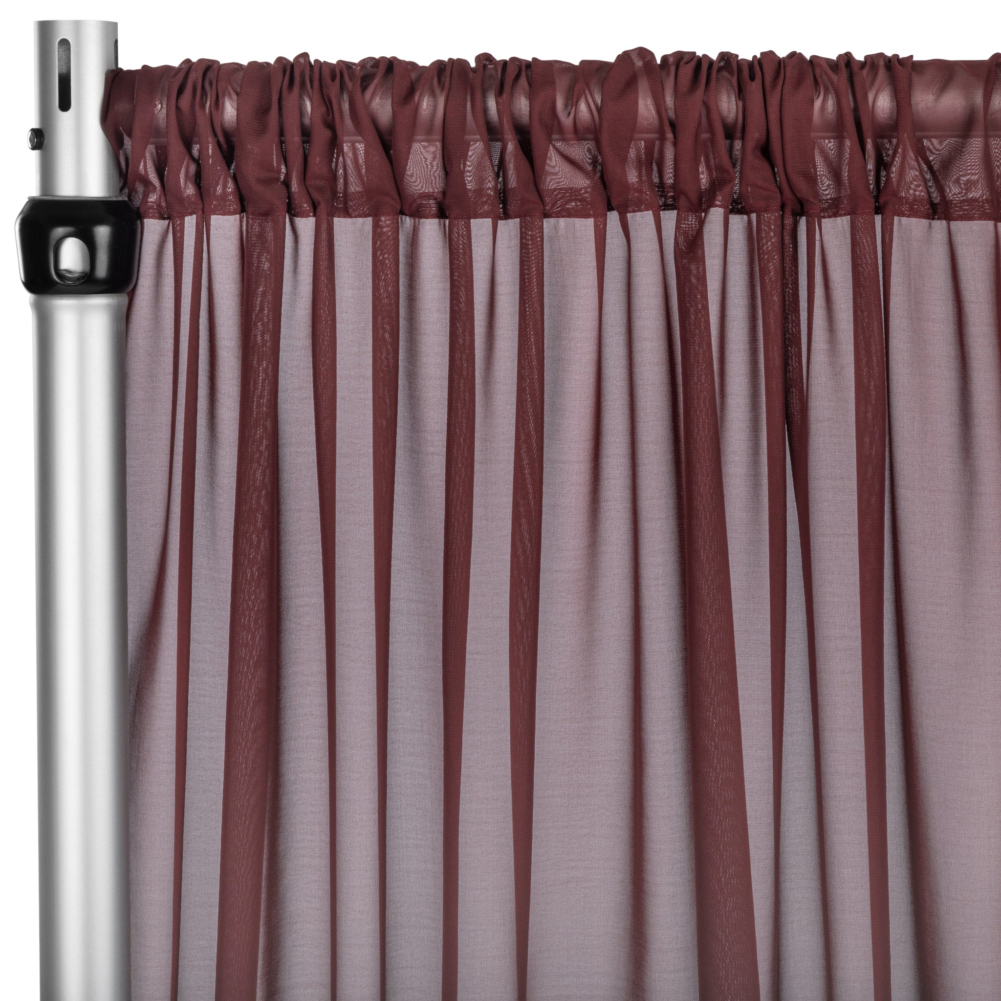 14ft x 58in Burgundy Chiffon Curtain Drapes - Elegant Sheer Window Panels for Living Room, Bedroom & Wedding Decor