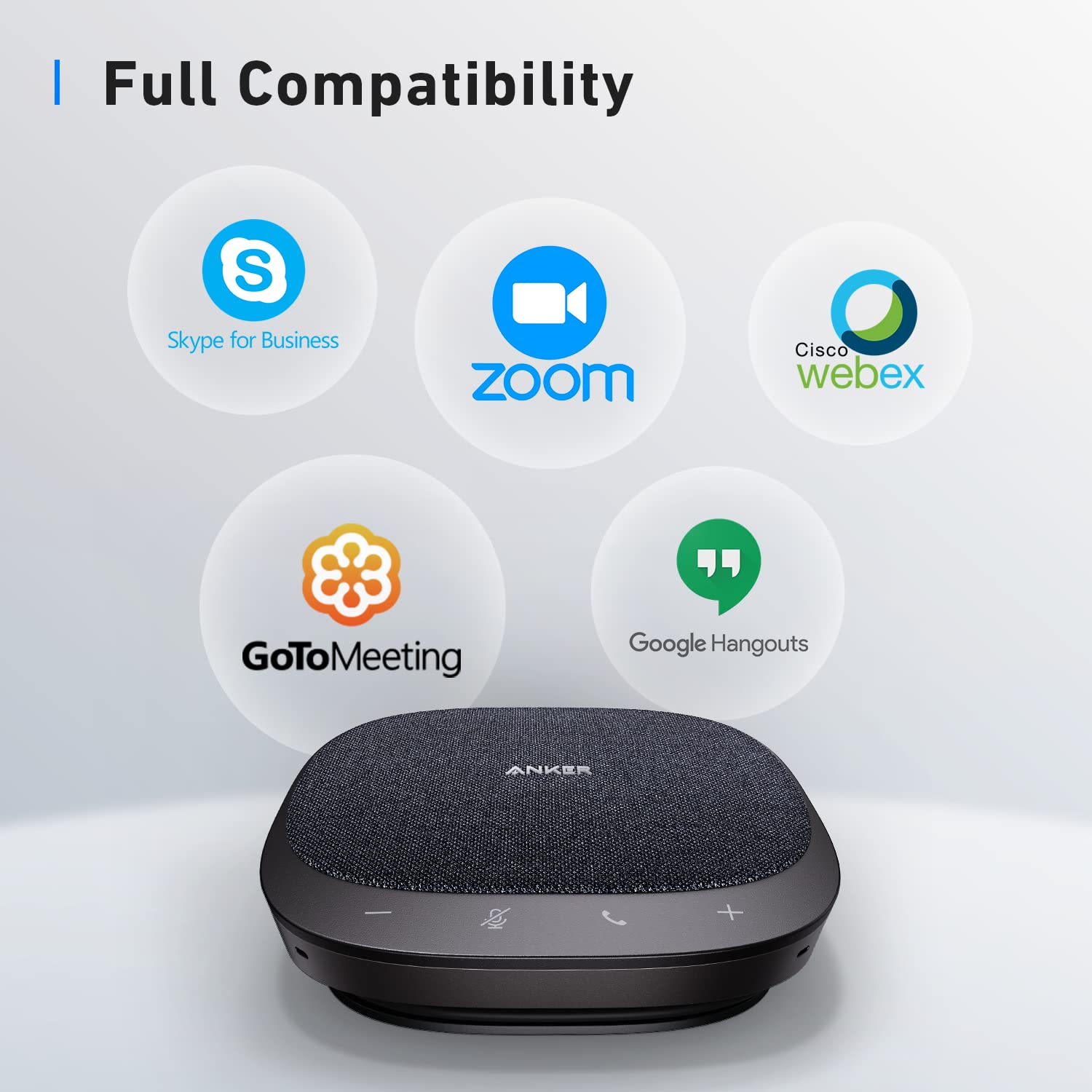 Anker PowerConf S330 USB Speakerphone for Home Office - 360° Voice Pickup with 4 Mics, Smart Noise Reduction, Plug & Play Conference Speaker - Perfect for Zoom Meetings, Webinars & Remote Work