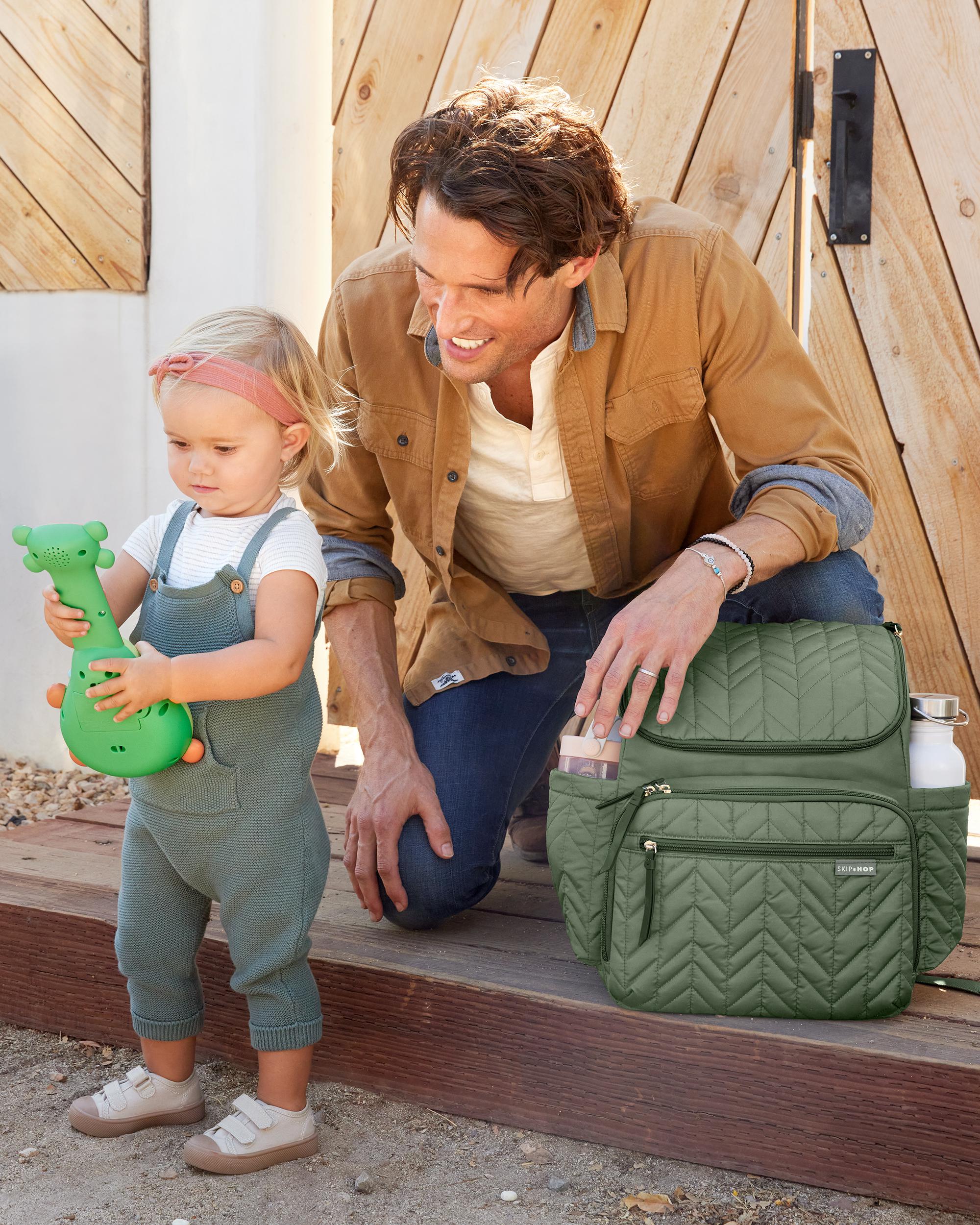 Skip Hop Forma Diaper Backpack - Dark Sage | Stylish & Spacious Baby Bag for Parents on the Go | Perfect for Daycare, Travel & Everyday Use